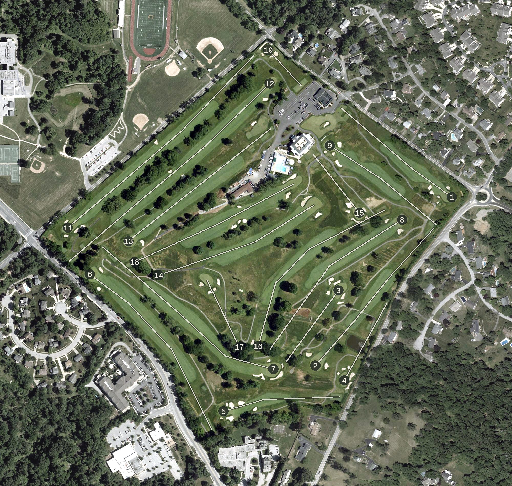 Aerial view of Rolling Road Golf Club, MD