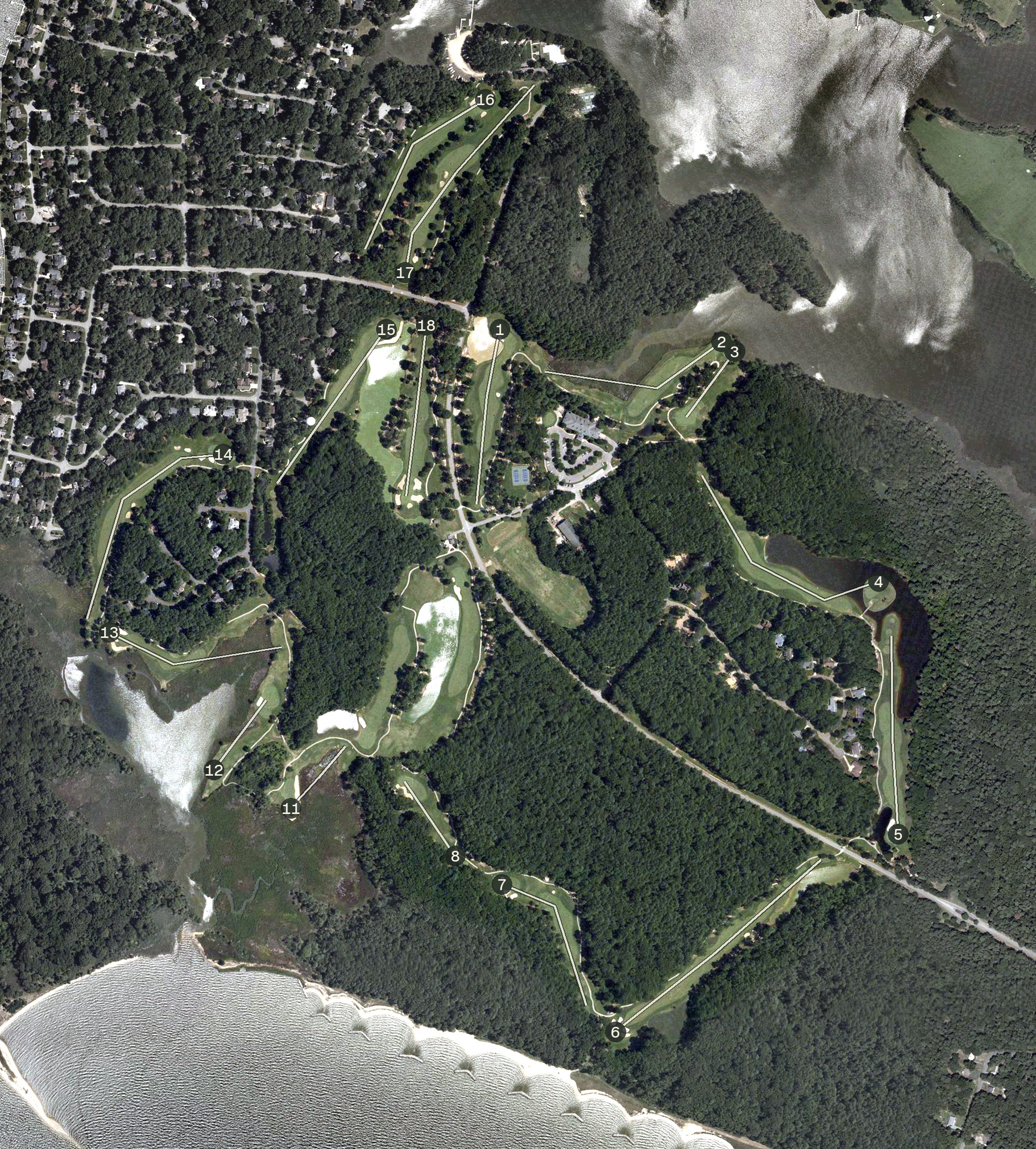 Aerial view of Swan Point Yacht & Country Club, MD