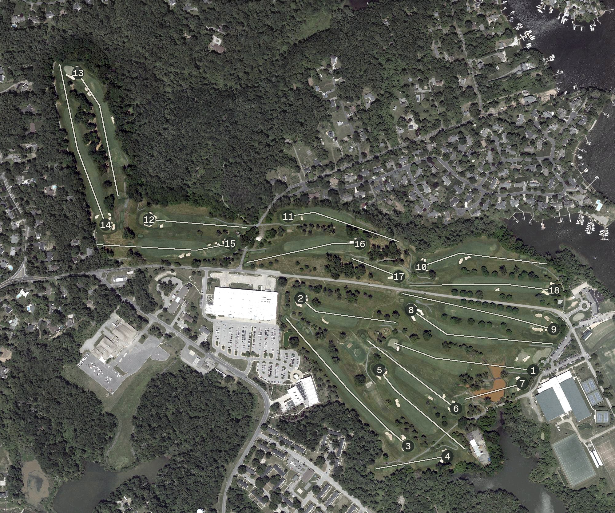 Aerial view of United States Naval Academy Golf Club, MD