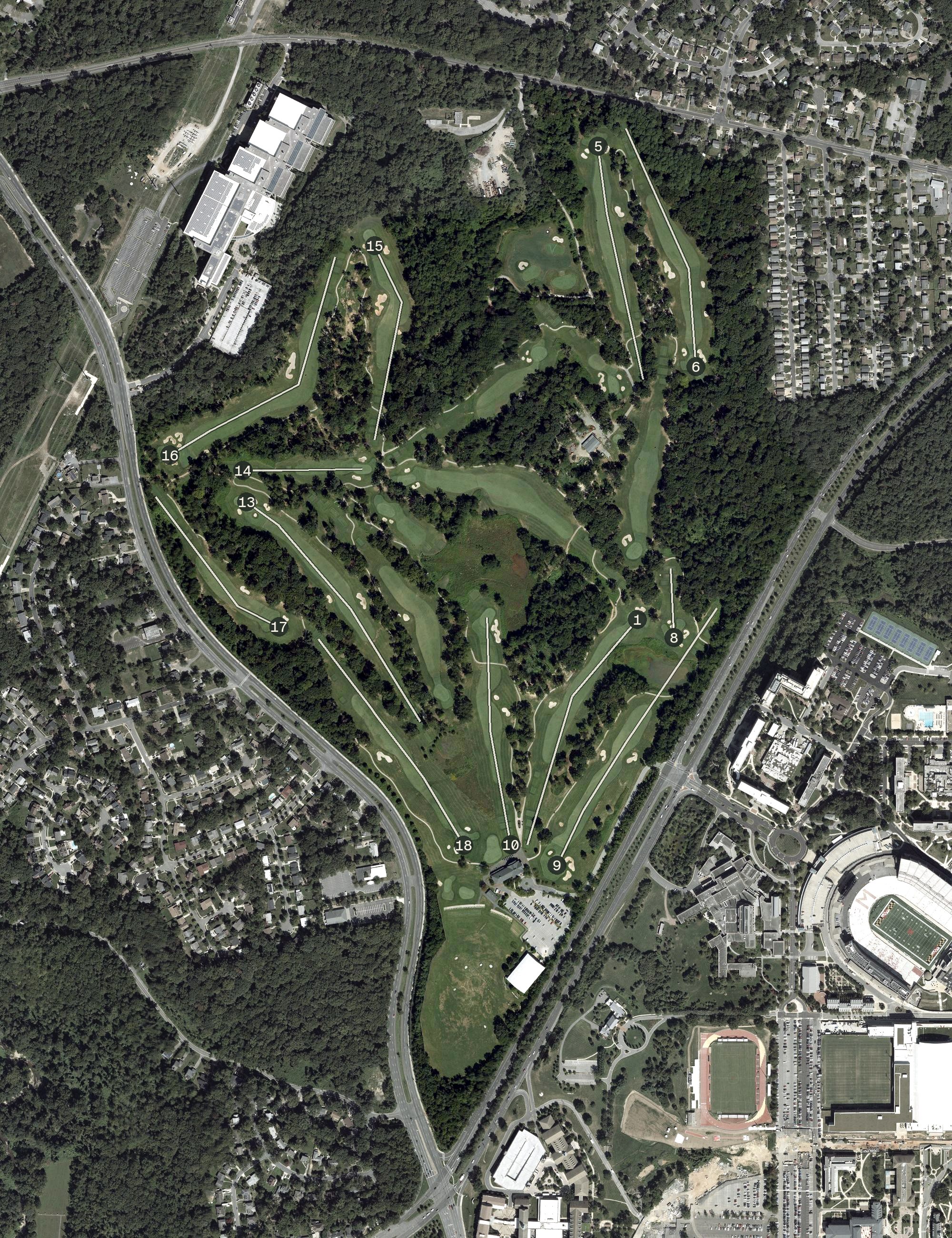 Aerial view of University of Maryland Golf Course, MD