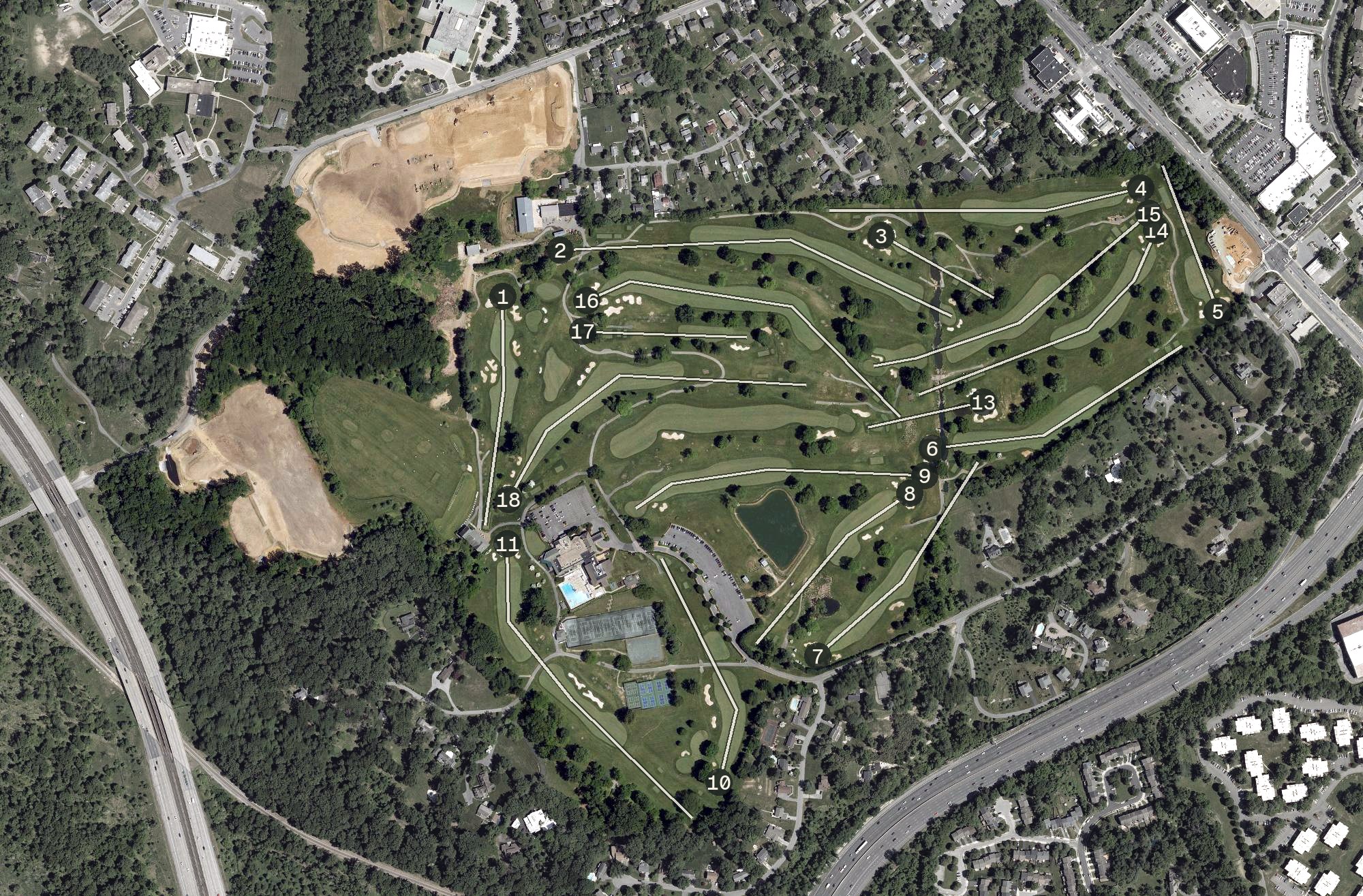 Aerial view of Woodholme Country Club, MD