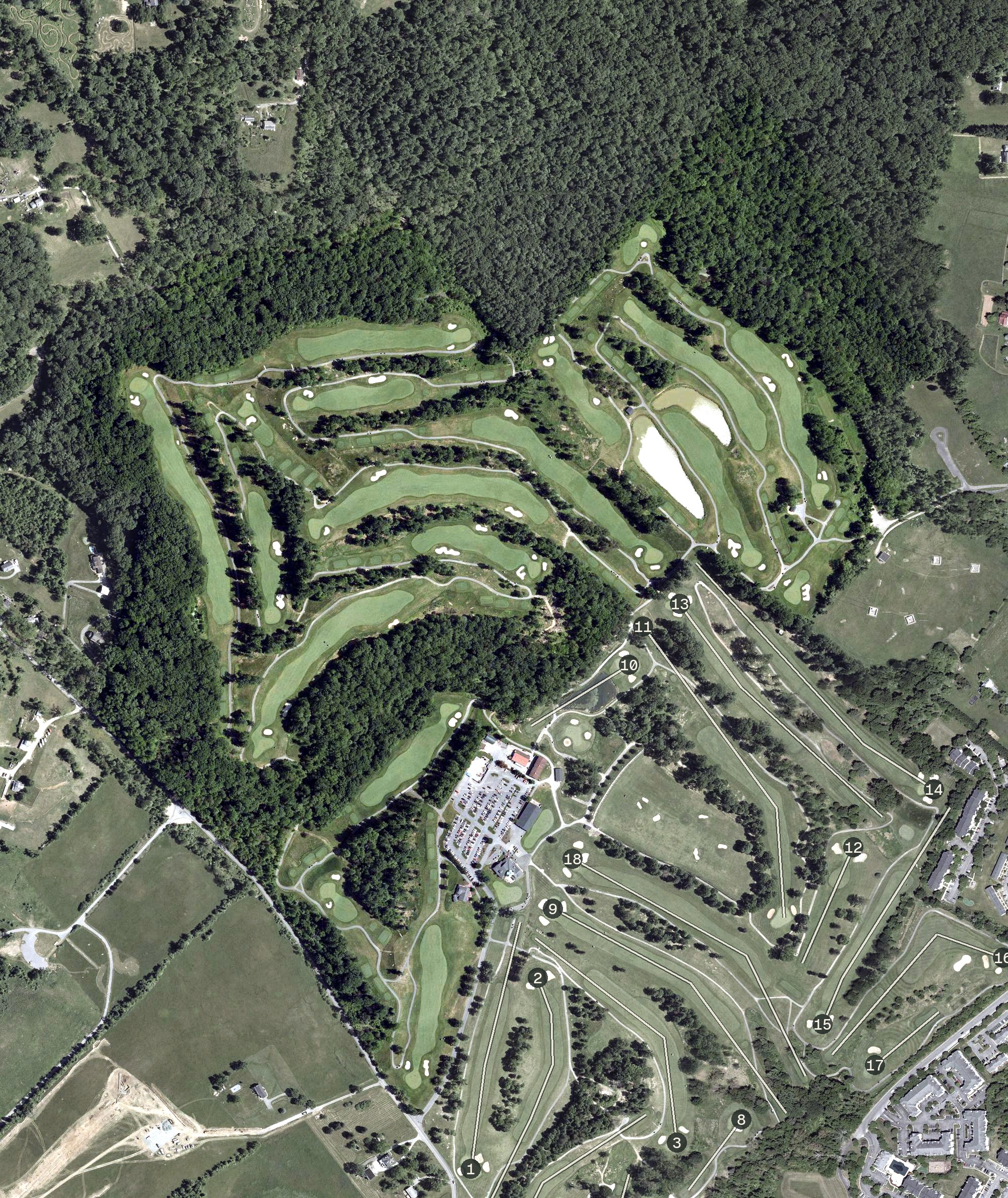 Aerial view of Woodlands Golf Course, MD