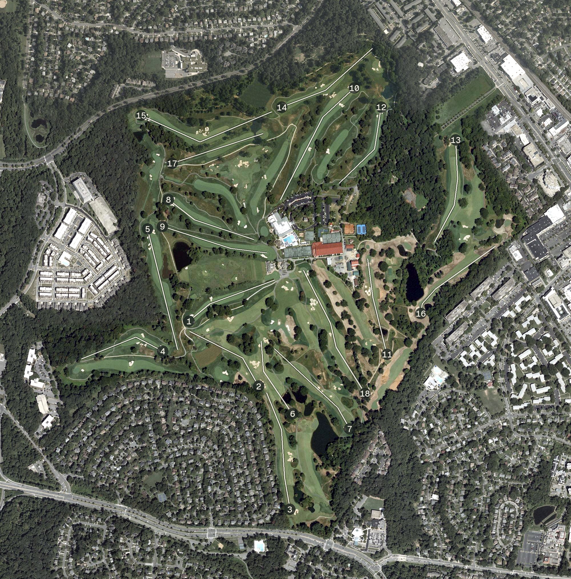 Aerial view of Woodmont Country Club, MD