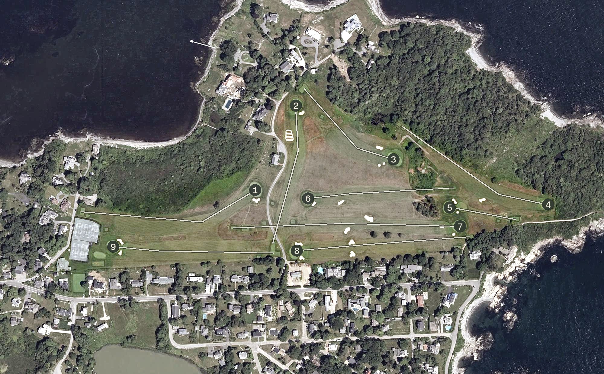 Aerial view of Abenakee Golf Club, ME