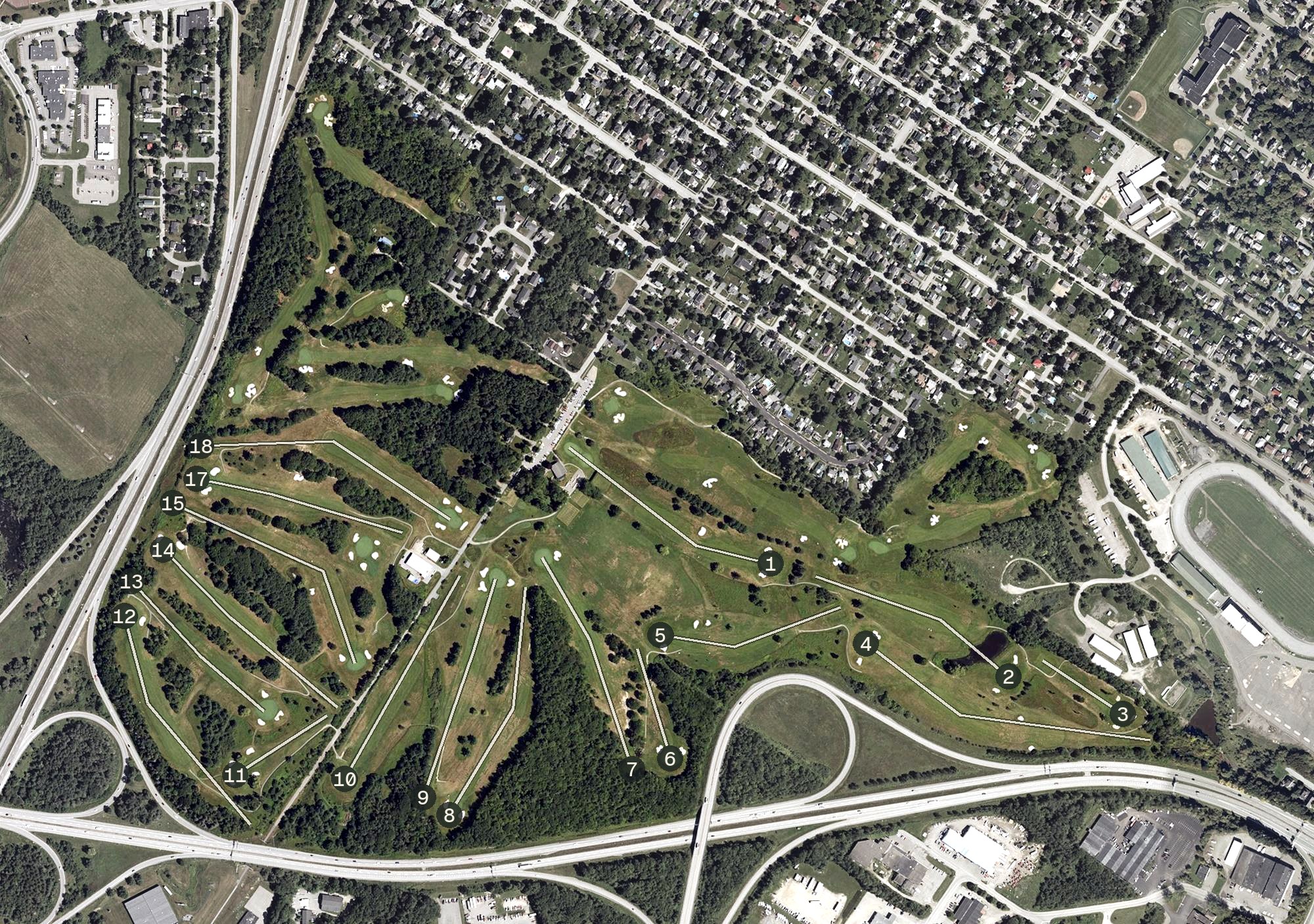 Aerial view of Bangor Municipal Golf Course, ME