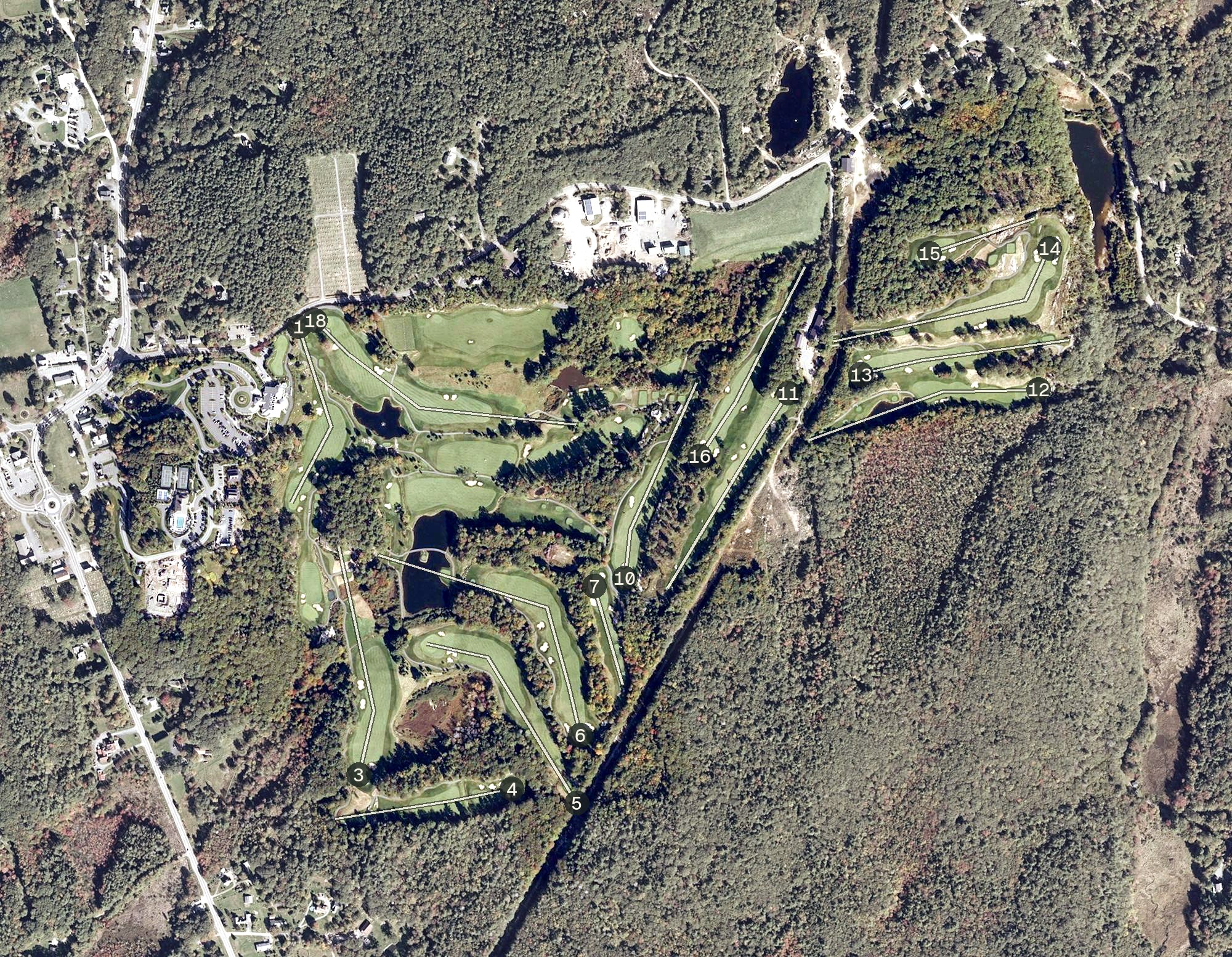 Aerial view of Boothbay Harbor Country Club, ME