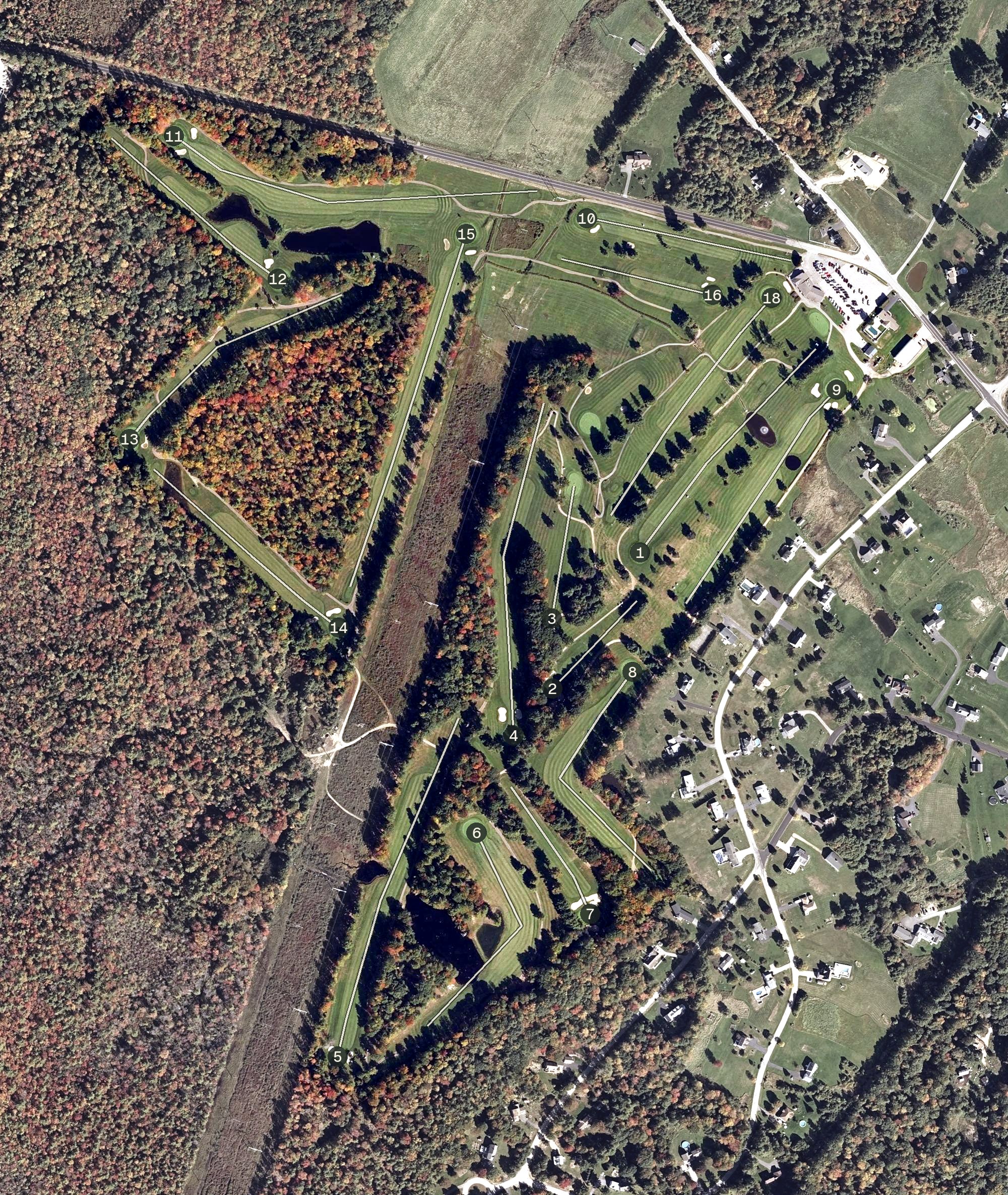 Aerial view of Dutch Elm Golf Club, ME