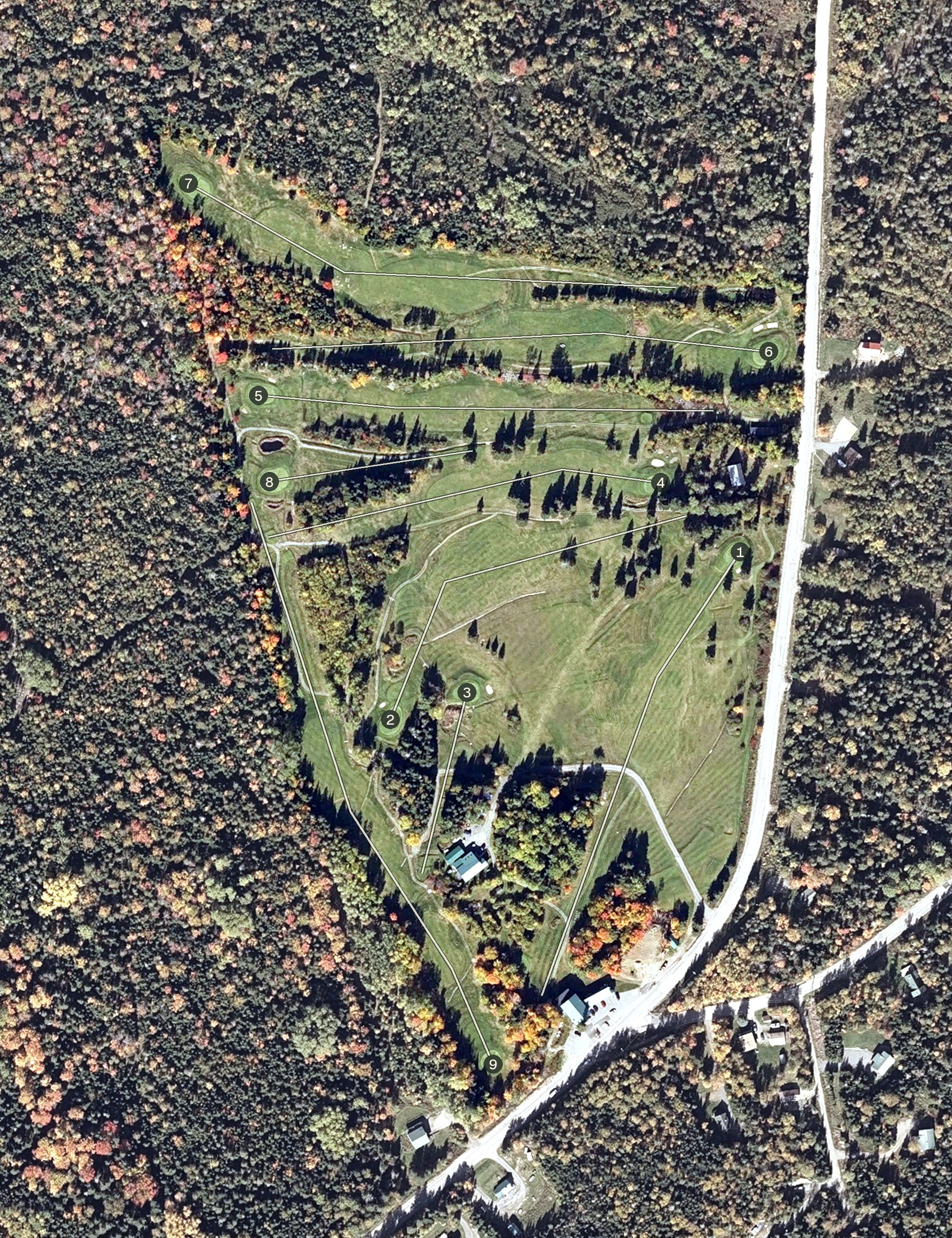 Aerial view of Evergreen Golf Club, ME