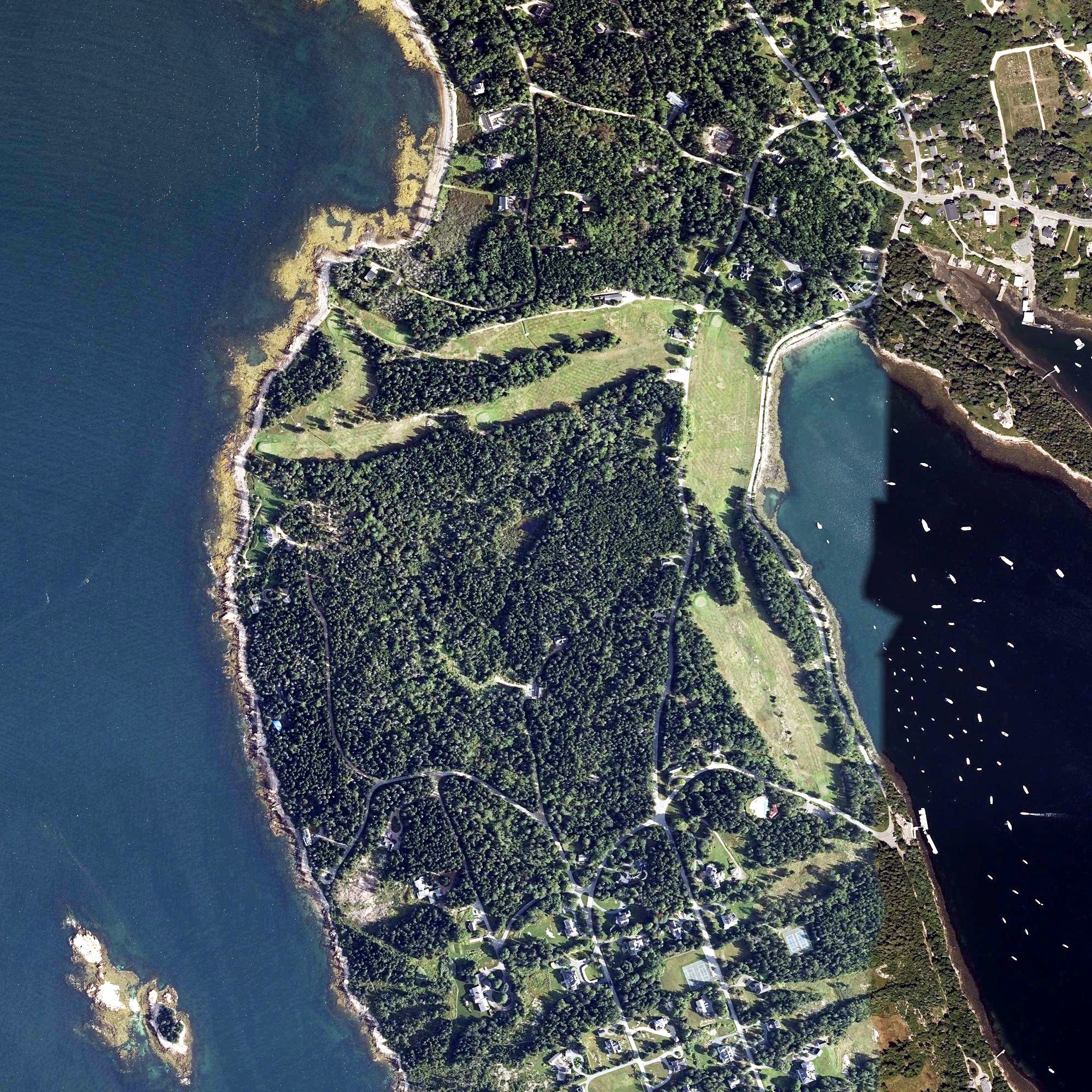 Aerial view of Grindstone Neck Golf Course, ME