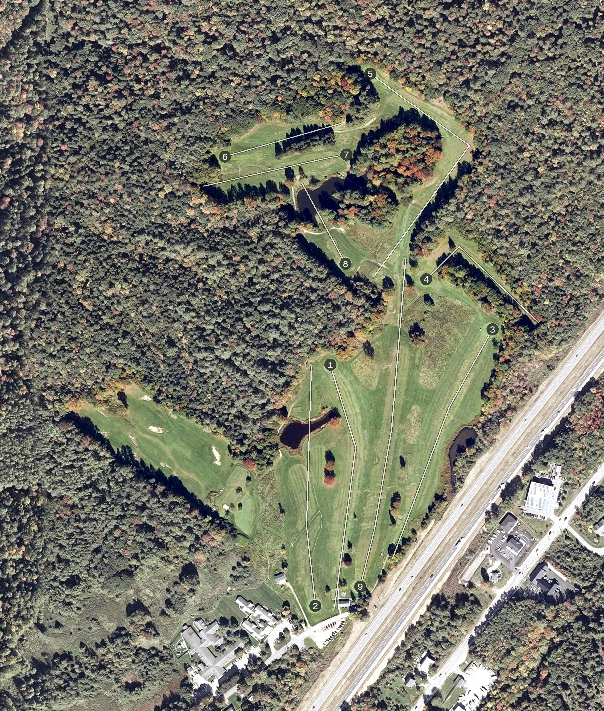 Aerial view of Maine Golf Center Freeport, ME