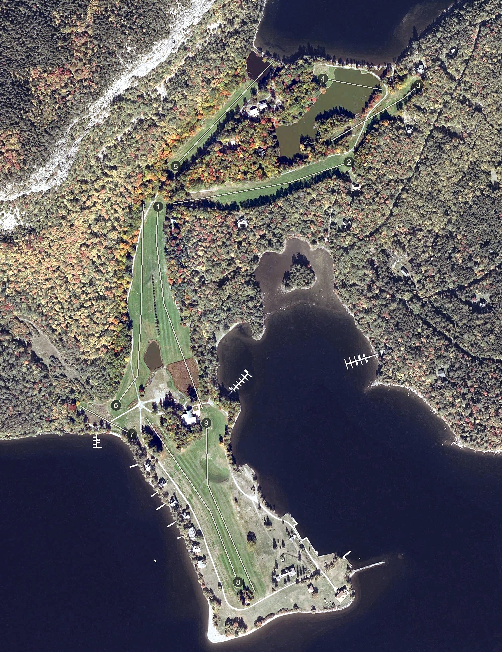 Aerial view of Mount Kineo Golf Course, ME
