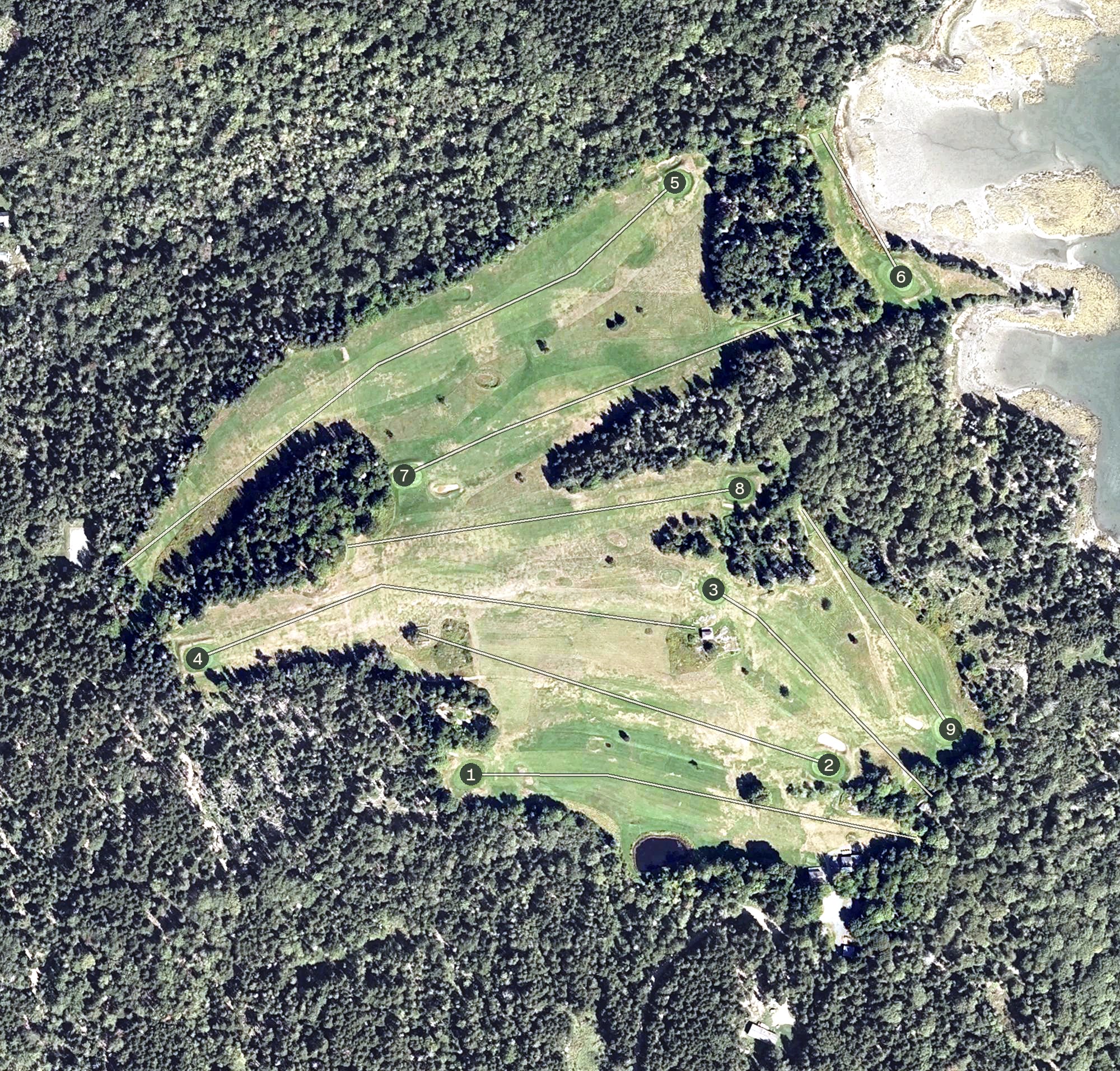Aerial view of North Haven Golf Club, ME