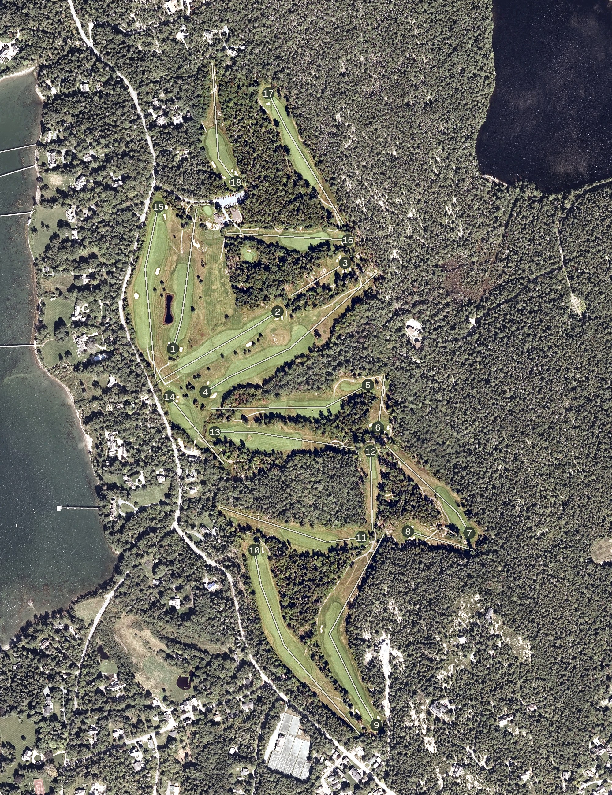 Aerial view of Northeast Harbor Golf Club, ME