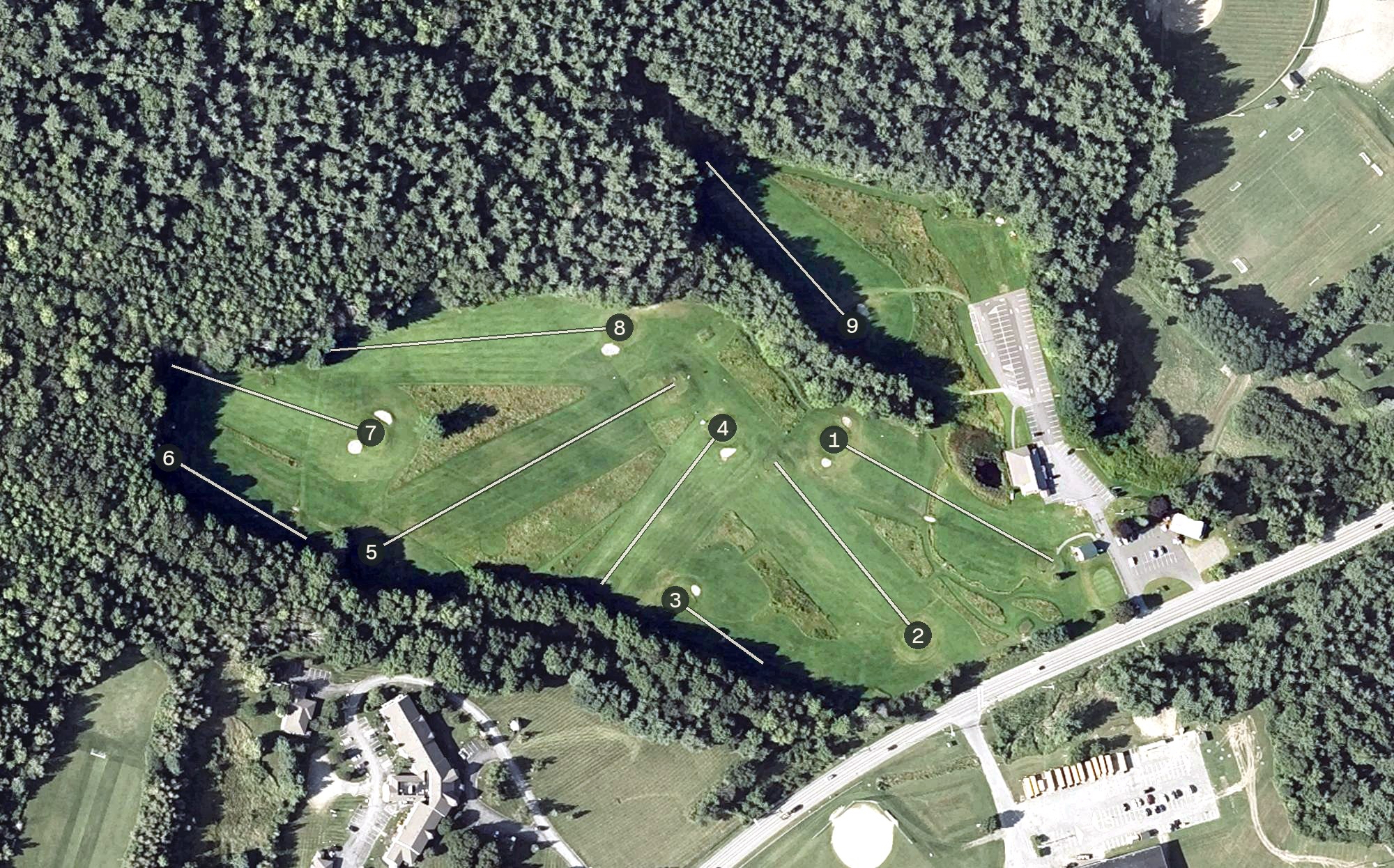 Aerial view of Pine Ridge Golf Course, ME