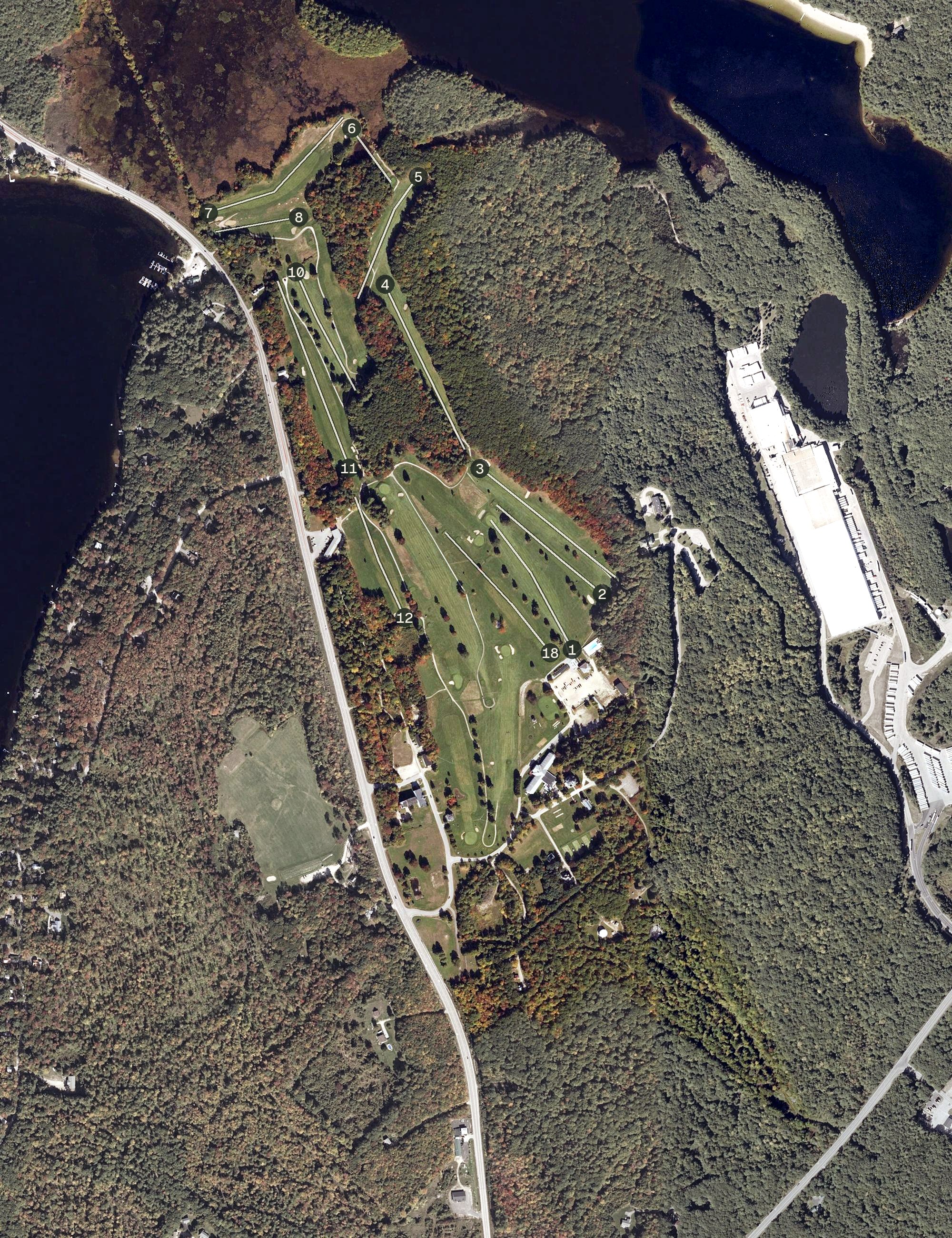 Aerial view of Poland Spring Resort, ME