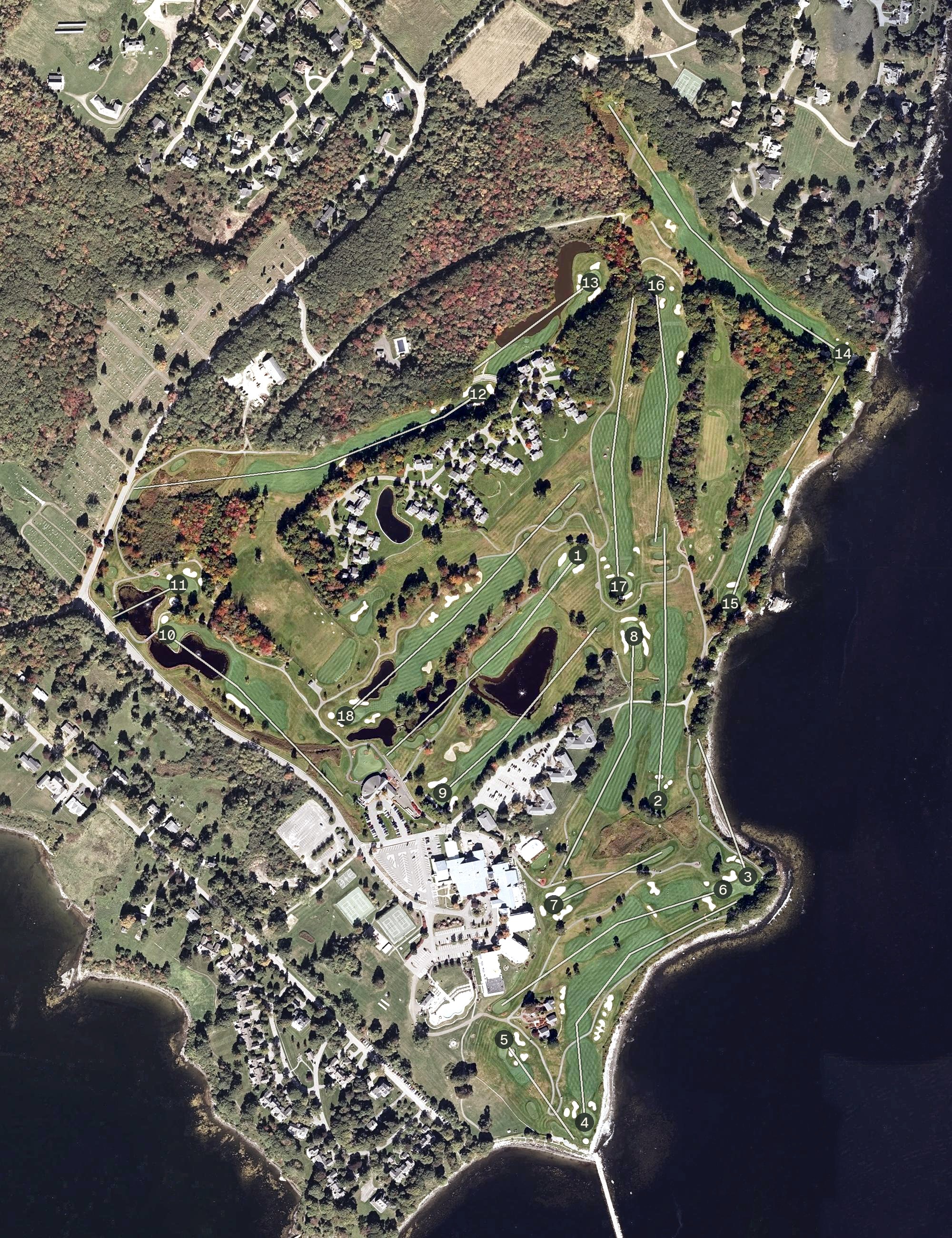 Aerial view of Samoset Golf Course, ME