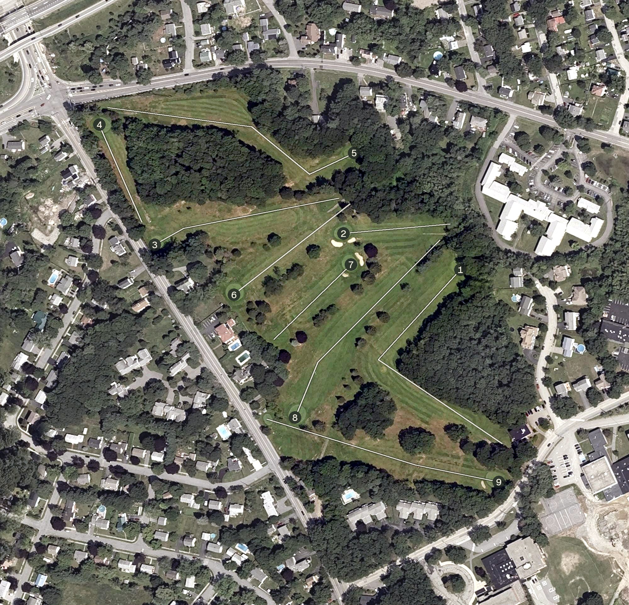 Aerial view of South Portland Municipal Golf Course, ME