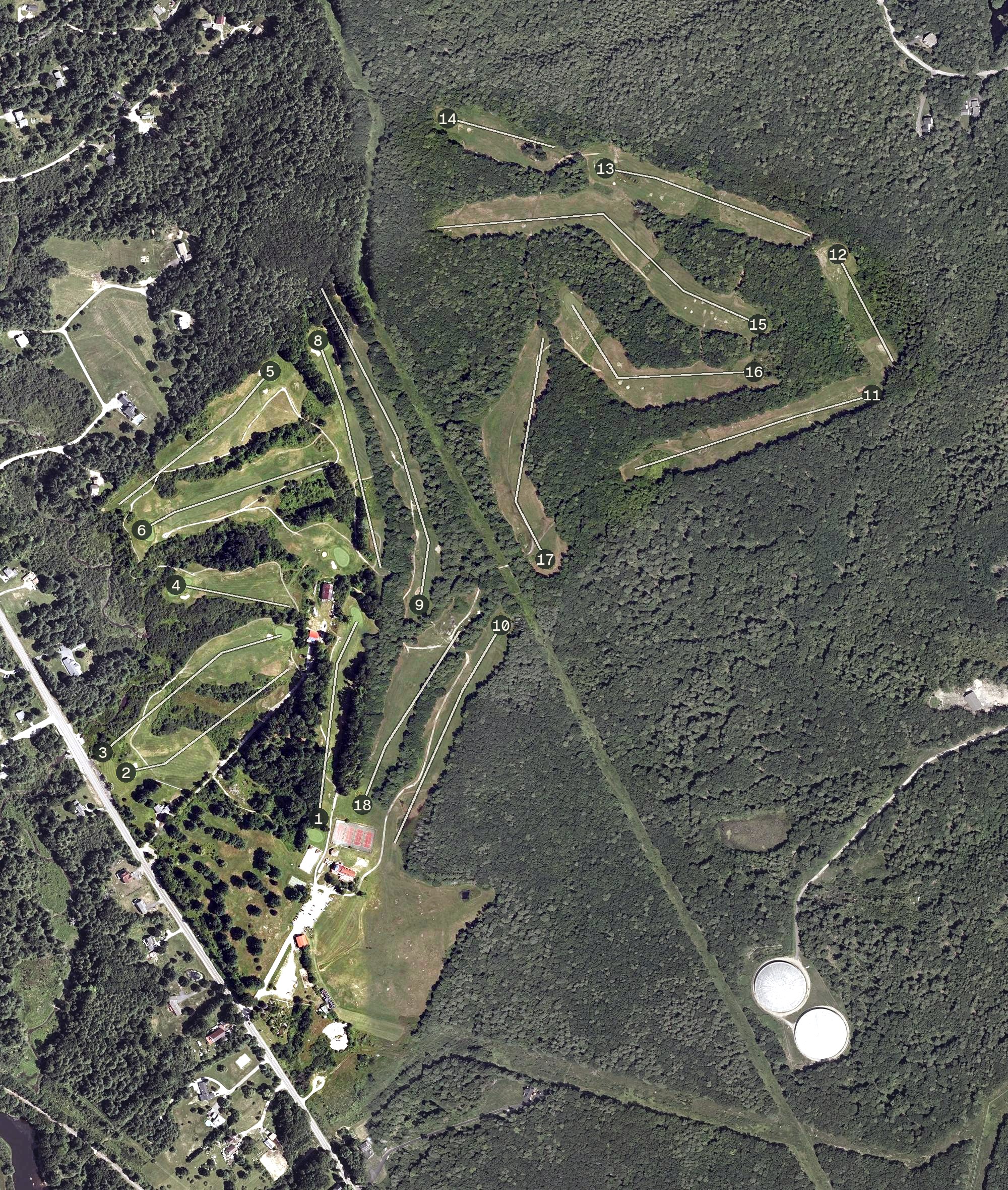 Aerial view of Sunset Ridge Golf Links, ME