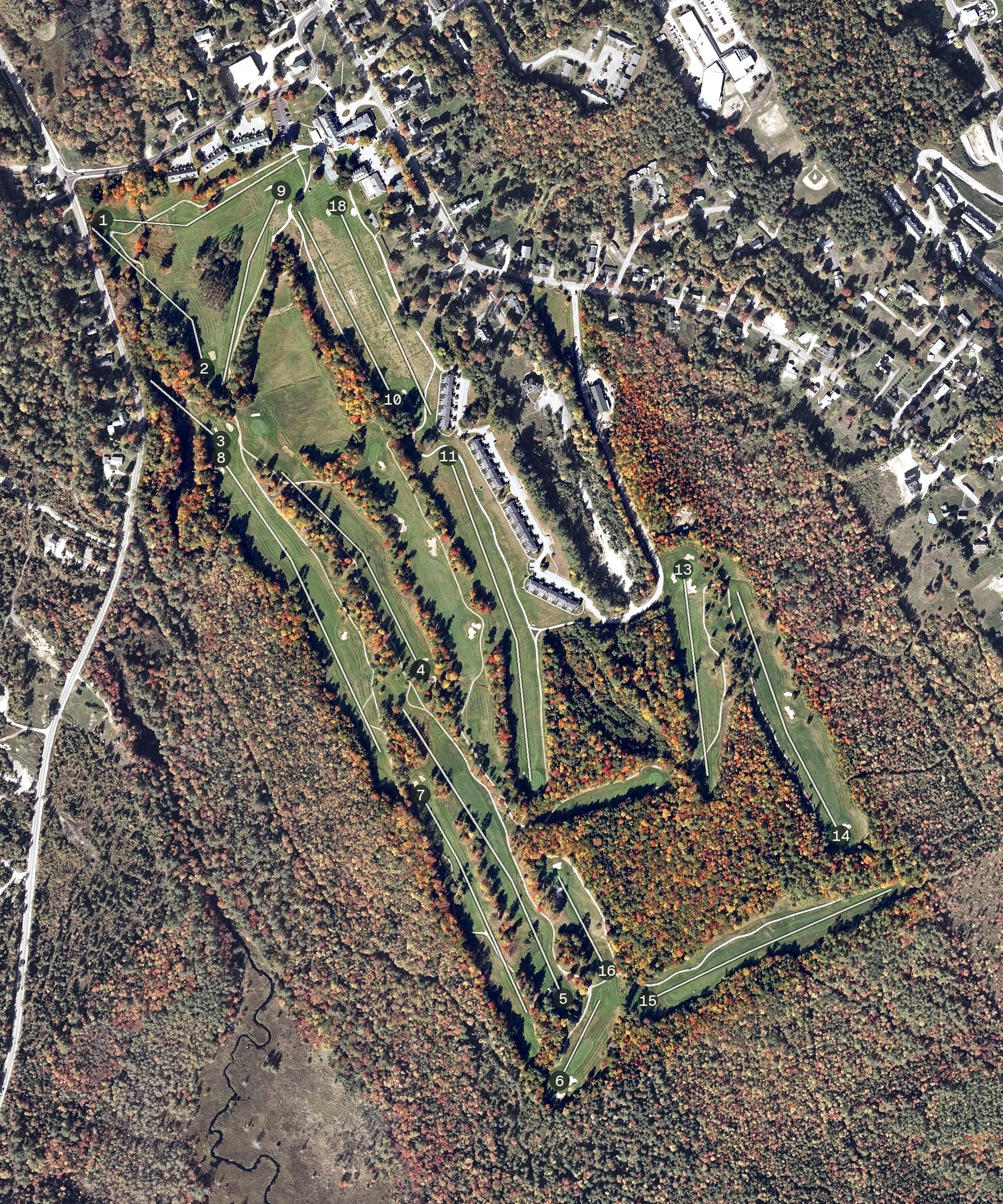 Aerial view of The Bethel Resort & Suites Golf Course, ME