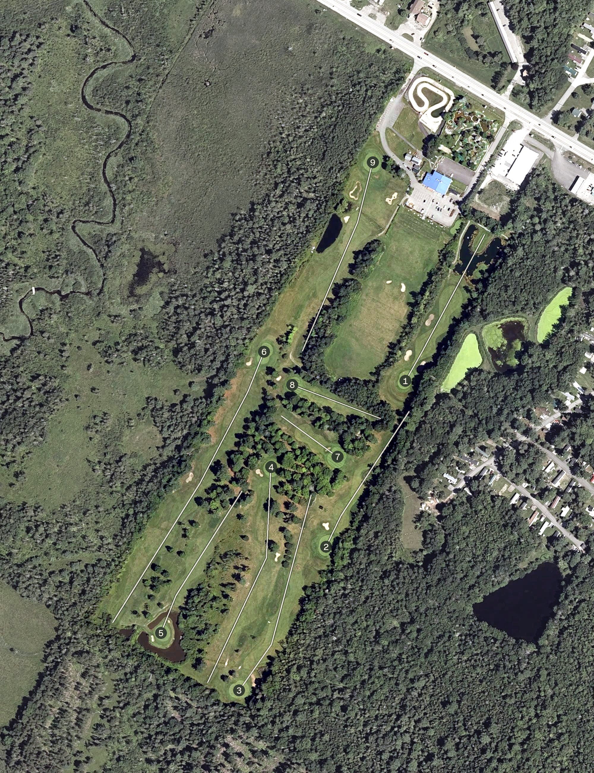 Aerial view of Traditions Golf Course and Learning Center, ME