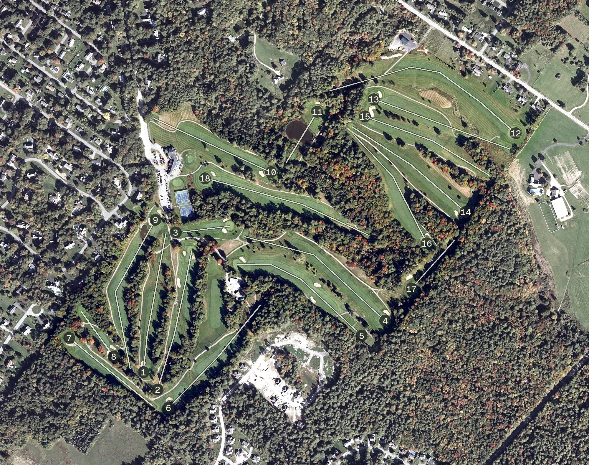 Aerial view of Val Halla Golf and Recreation Center, ME