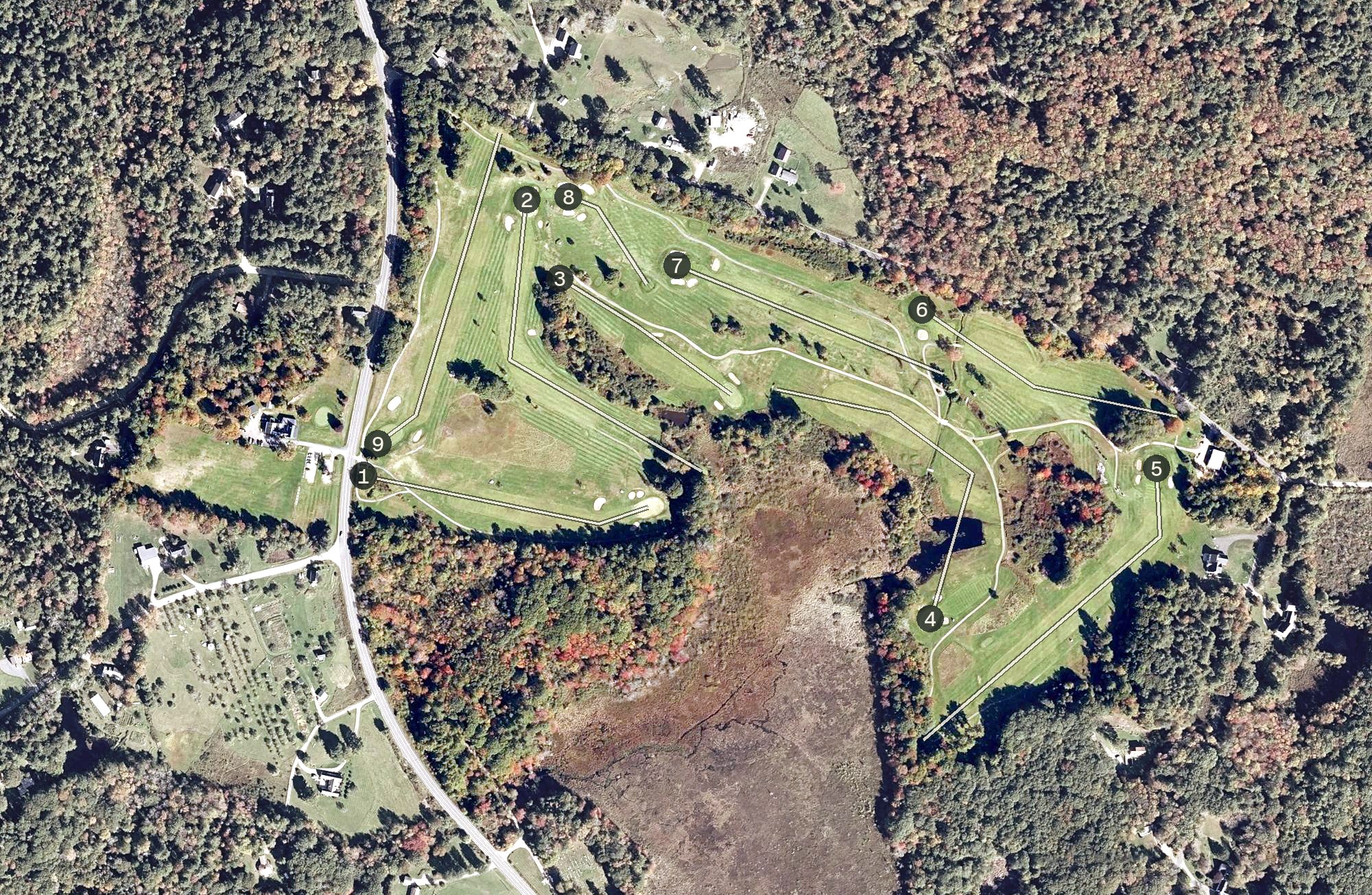 Aerial view of Wawenock Golf Club, ME