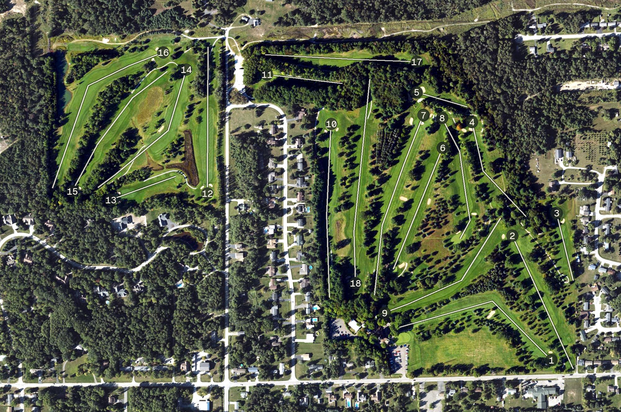 Aerial view of Alpena Golf Club, MI