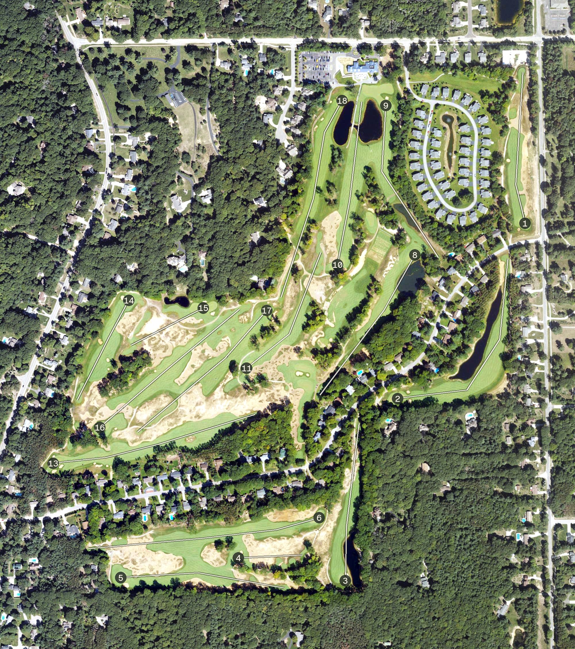 Aerial view of American Dunes Golf Club, MI