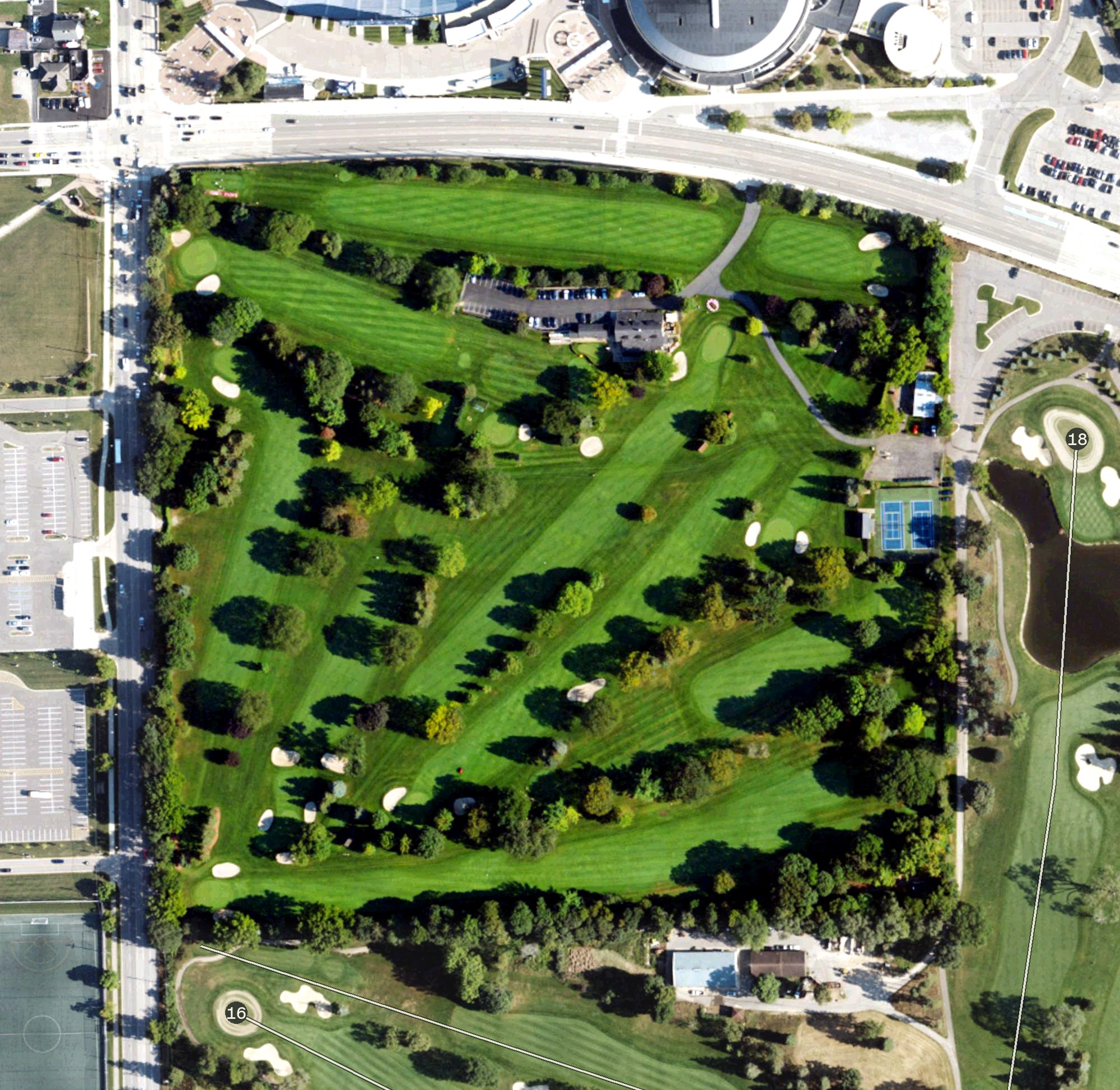 Aerial view of Ann Arbor Golf and Outing Club, MI