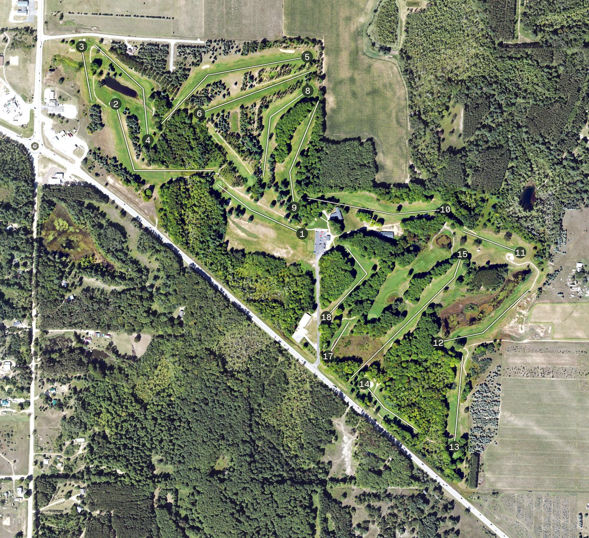 Aerial view of Antioch Hills Golf Club, MI