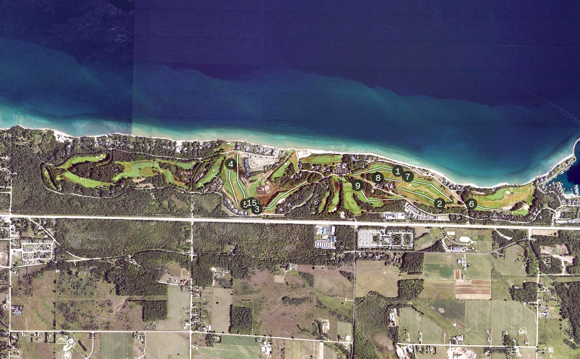 Aerial view of Bay Harbor Golf Club, MI