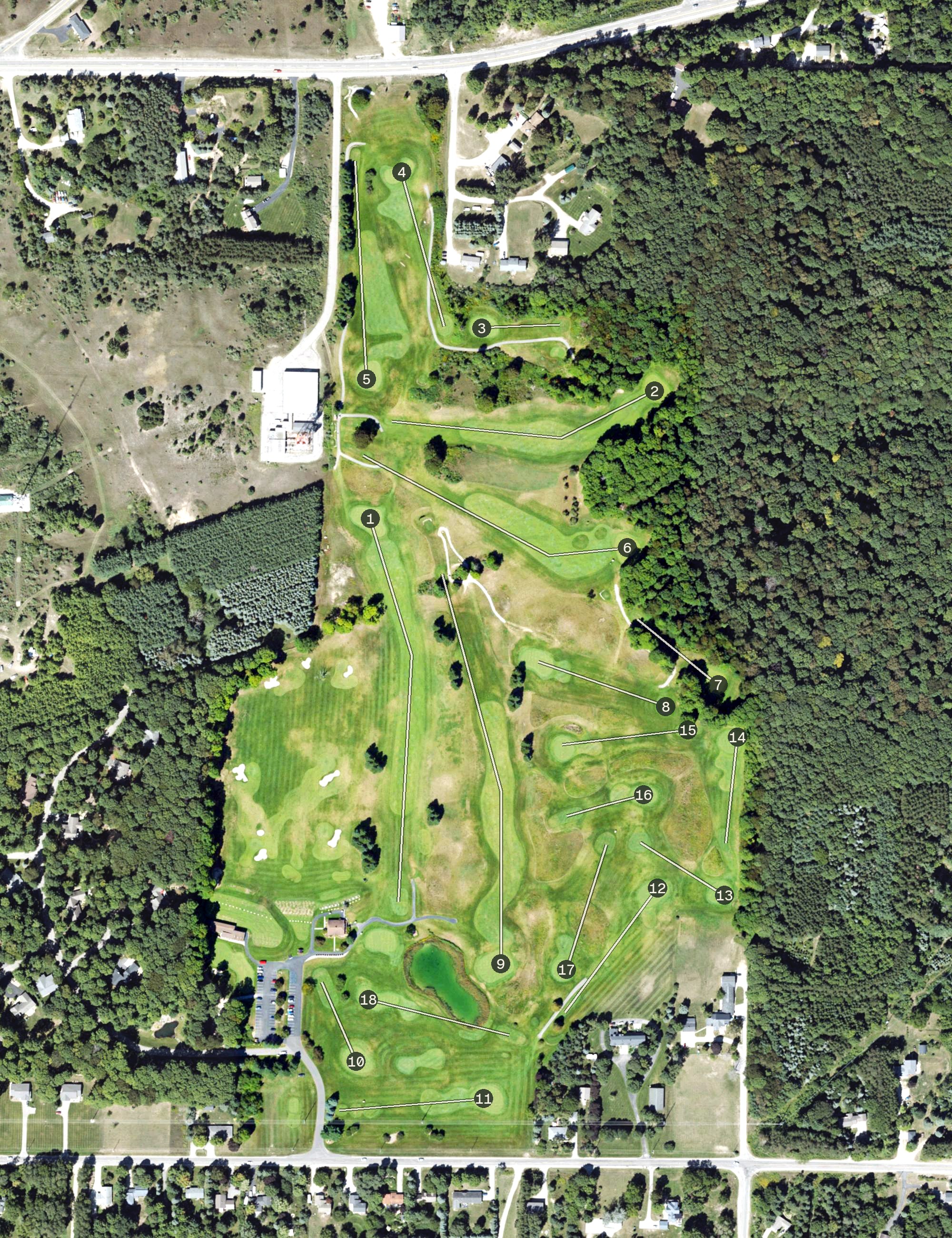 Aerial view of Bay Meadows Golf Course, MI