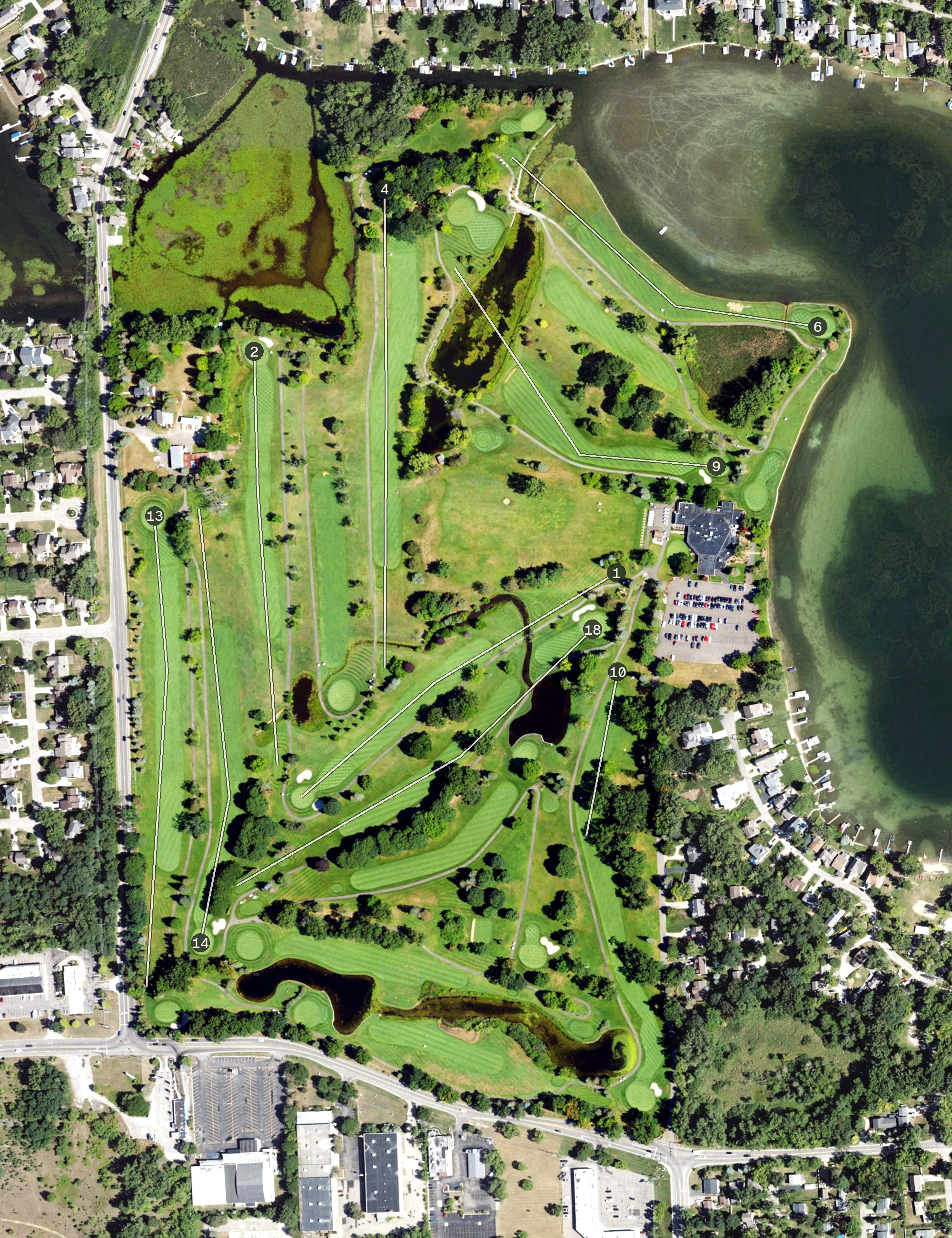 Aerial view of Bay Pointe Golf Club, MI