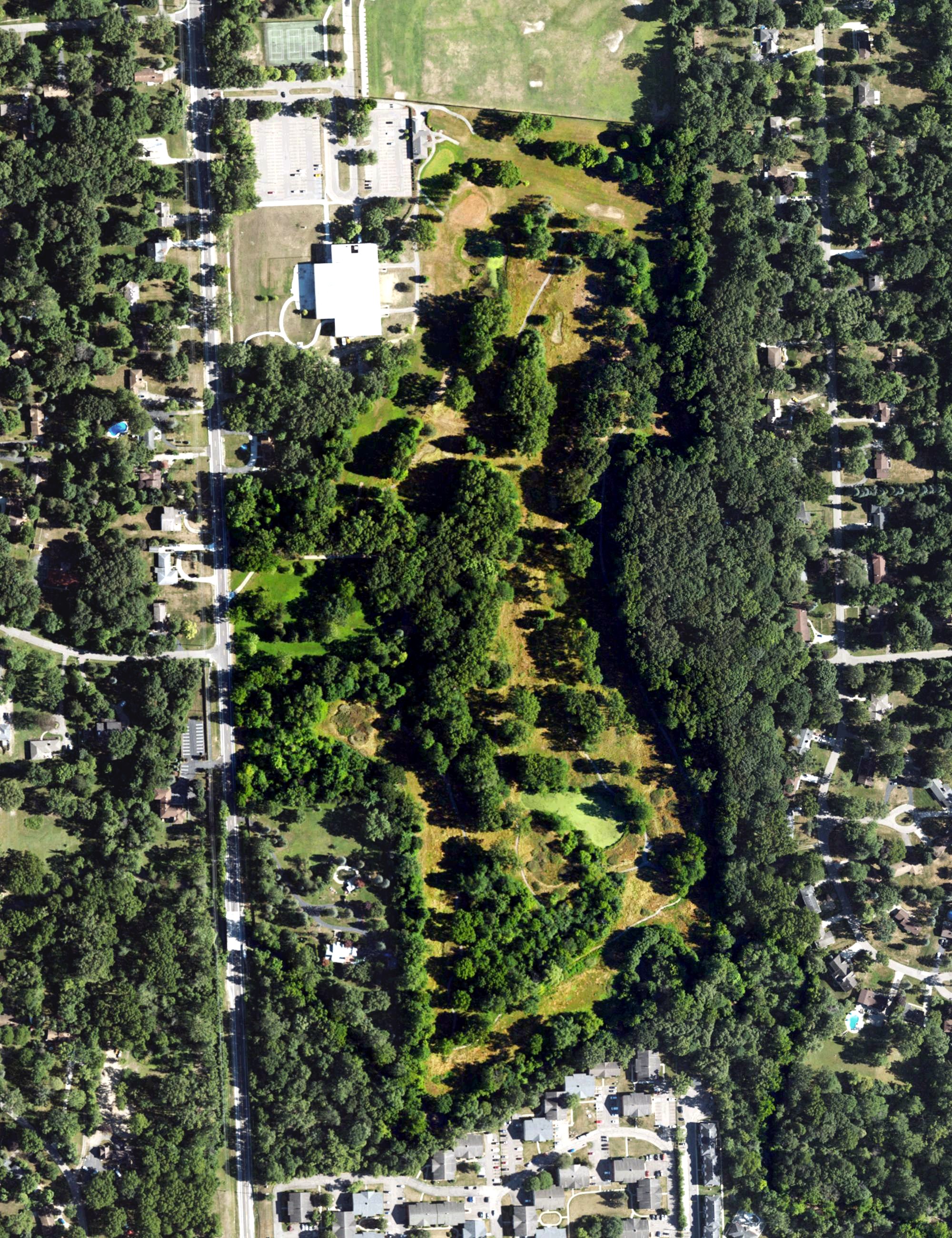 Aerial view of Beech Woods Golf Course, MI