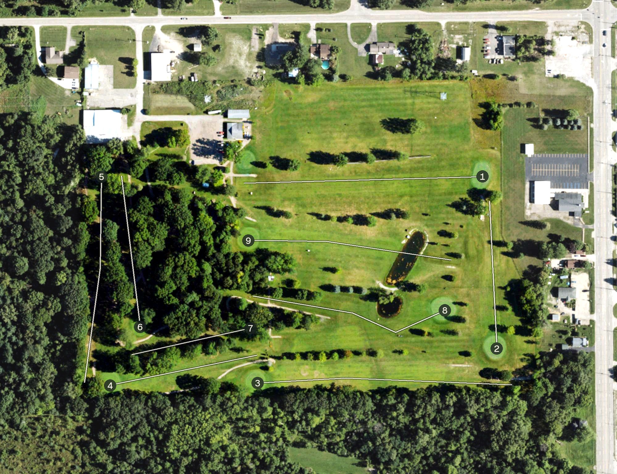 Aerial view of Beechwood Greens Golf Club, MI