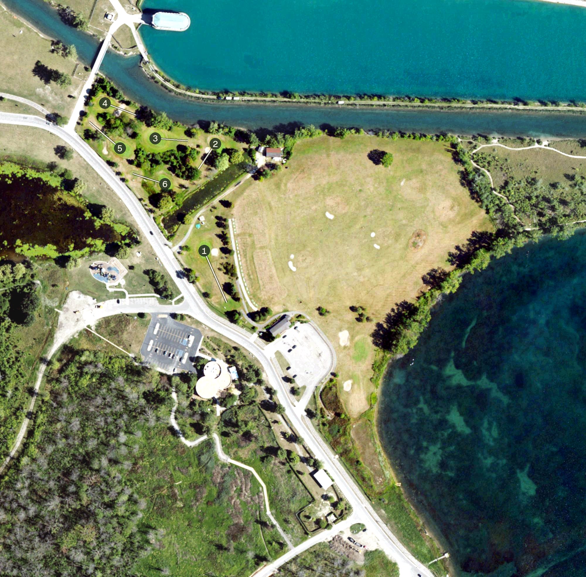Aerial view of Belle Isle Practice Center, MI