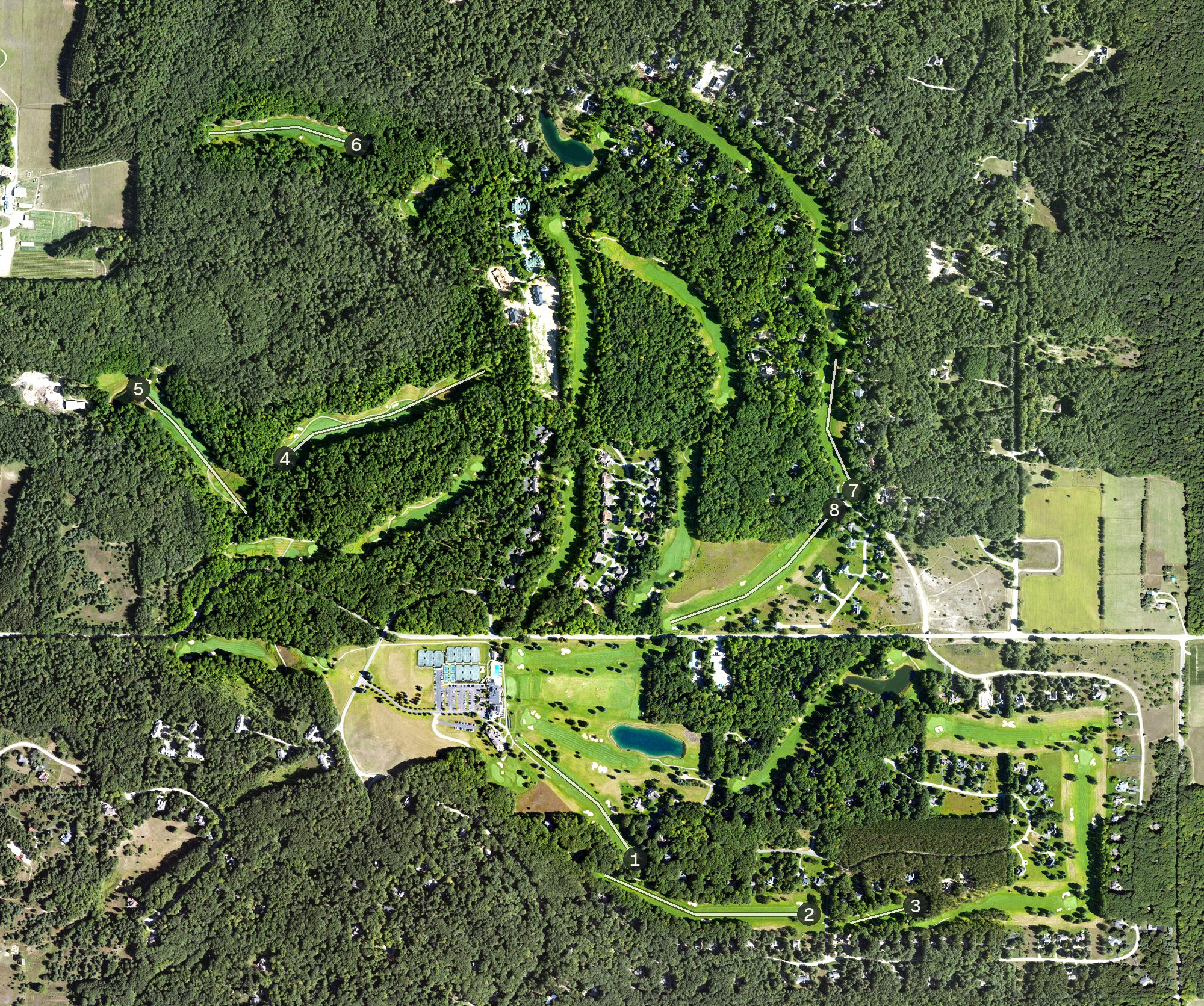 Aerial view of Birchwood Farms Golf & Country Club, MI