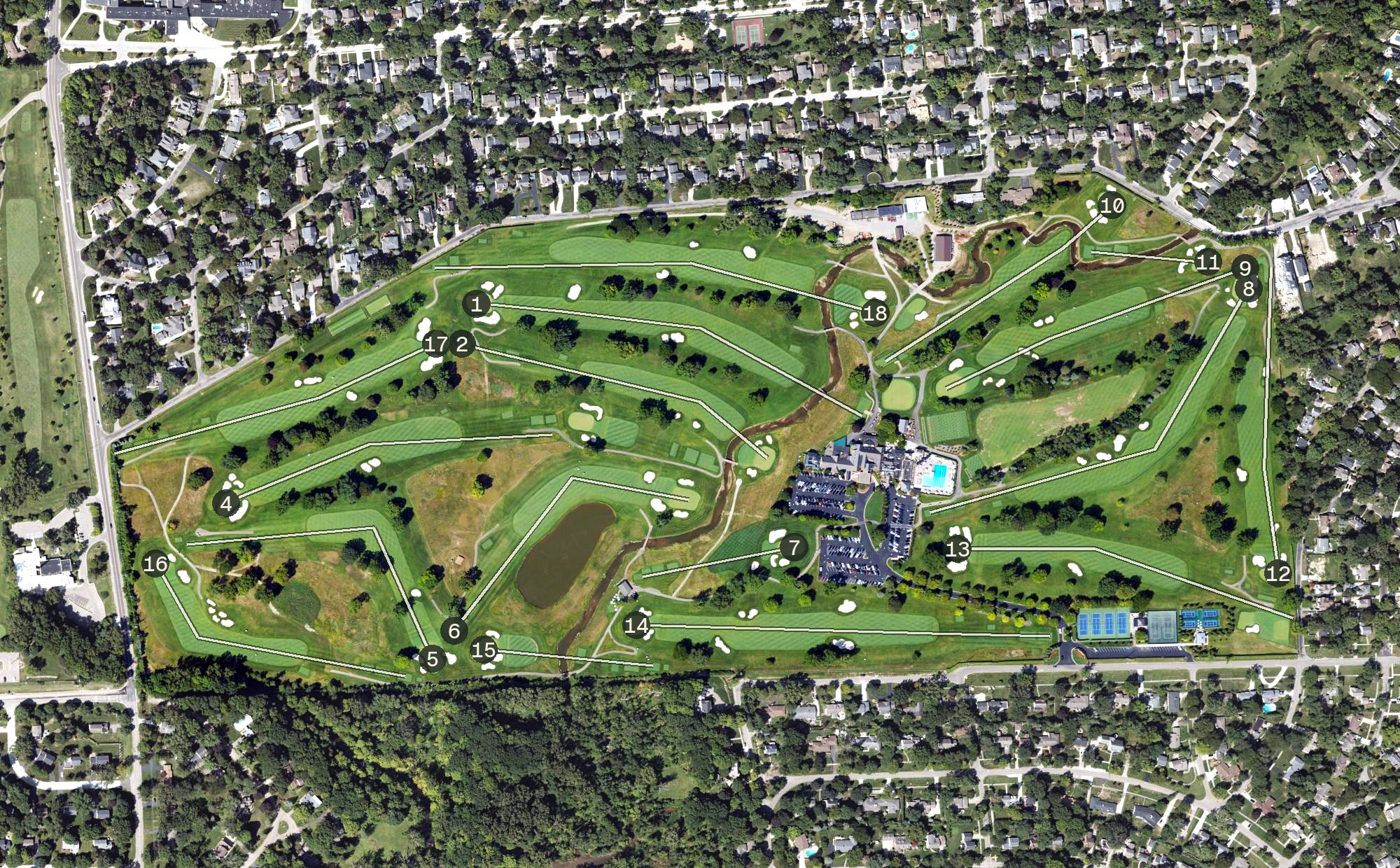 Aerial view of Birmingham Country Club, MI