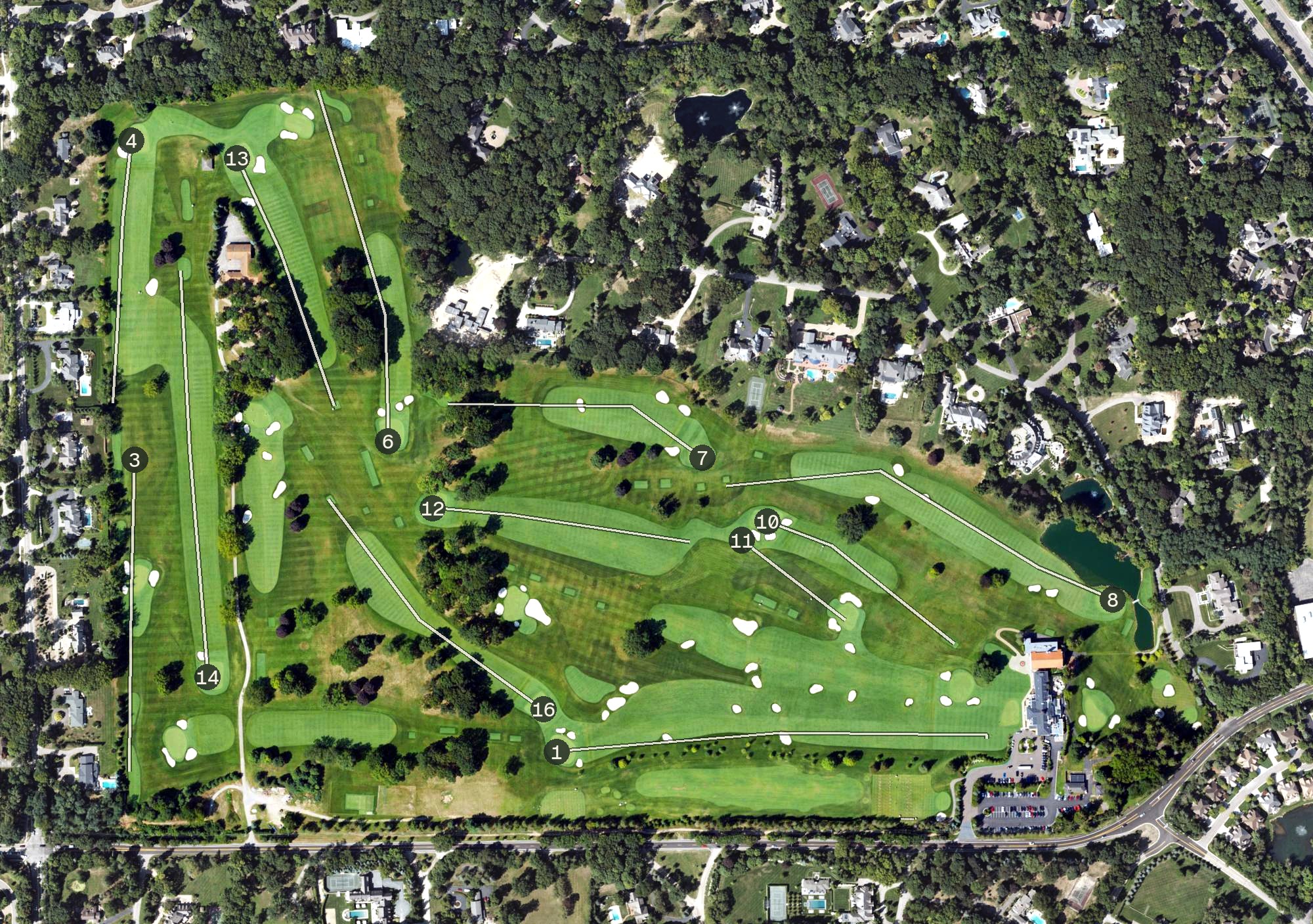 Aerial view of Bloomfield Hills Country Club, MI