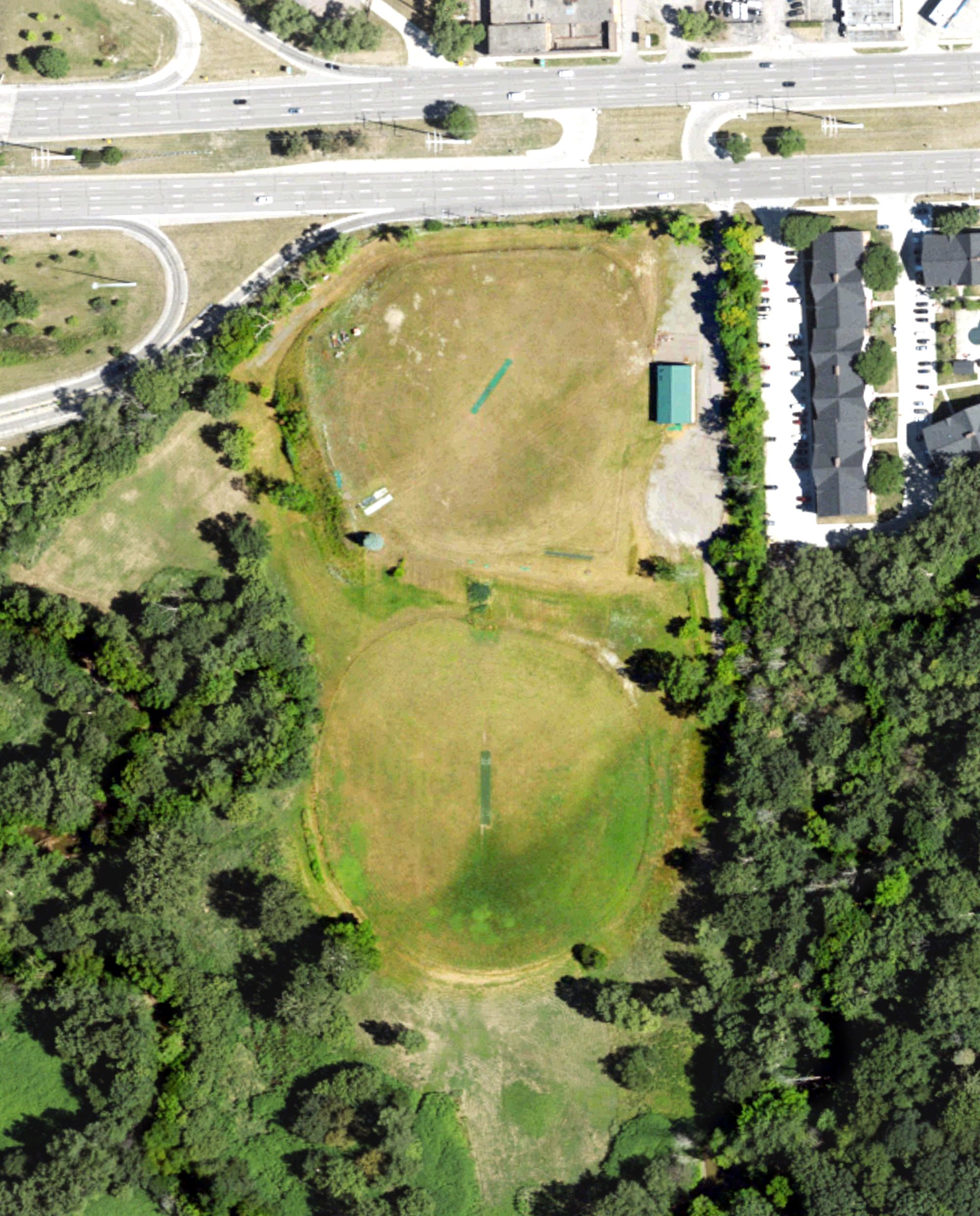 Aerial view of Bonnie Brook Golf Range, MI