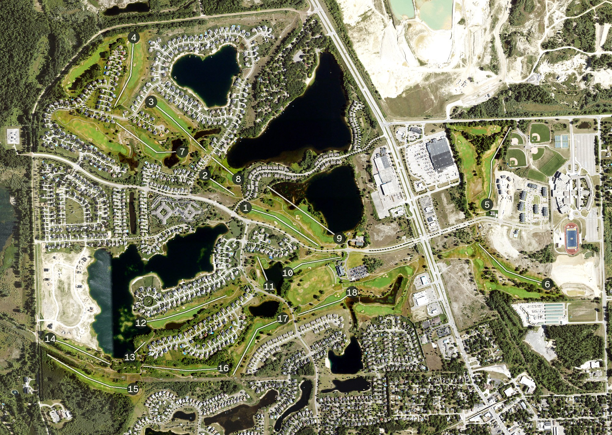 Aerial view of Boulder Pointe Golf Club, MI