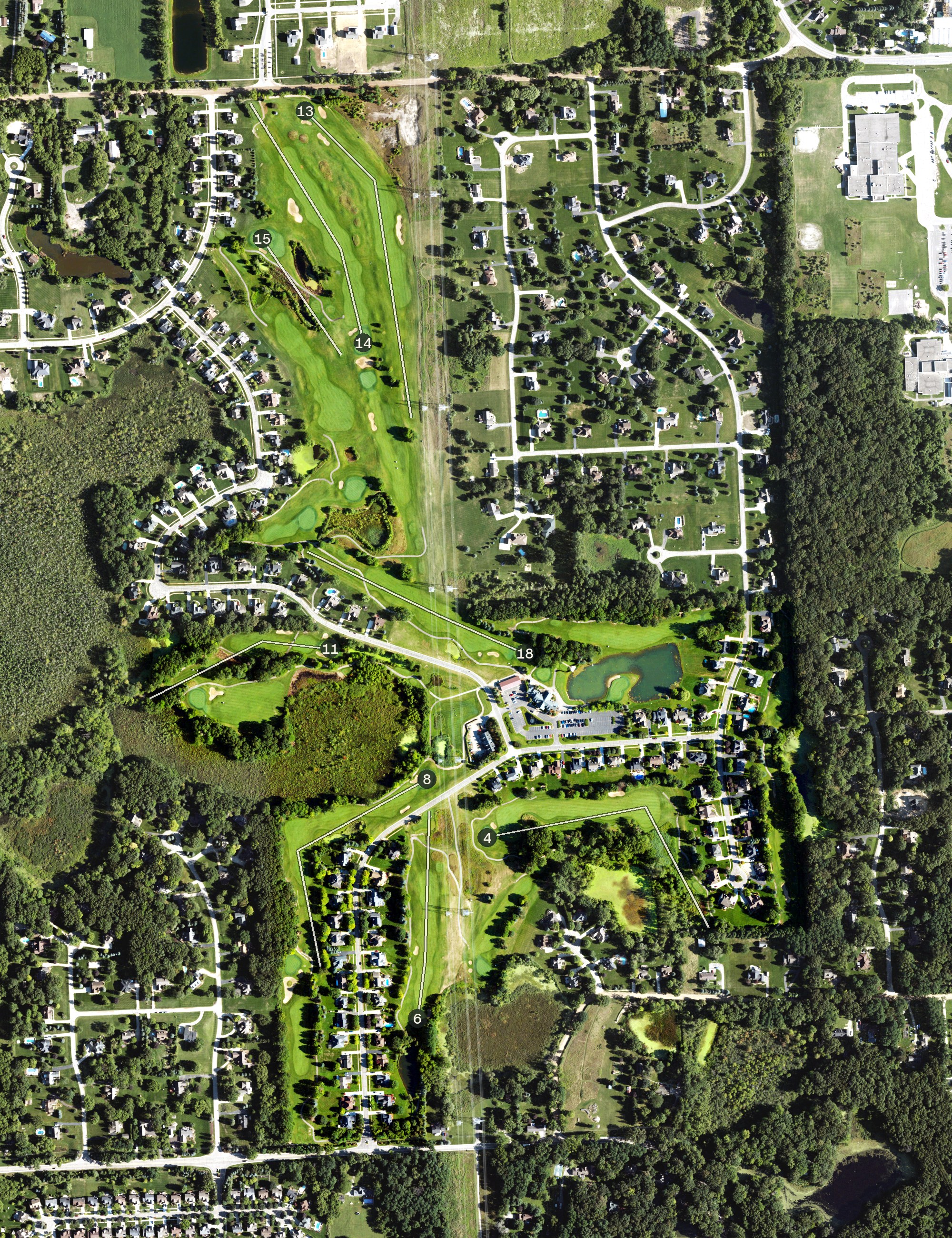 Aerial view of Brentwood Golf Club and Banquet Center, MI