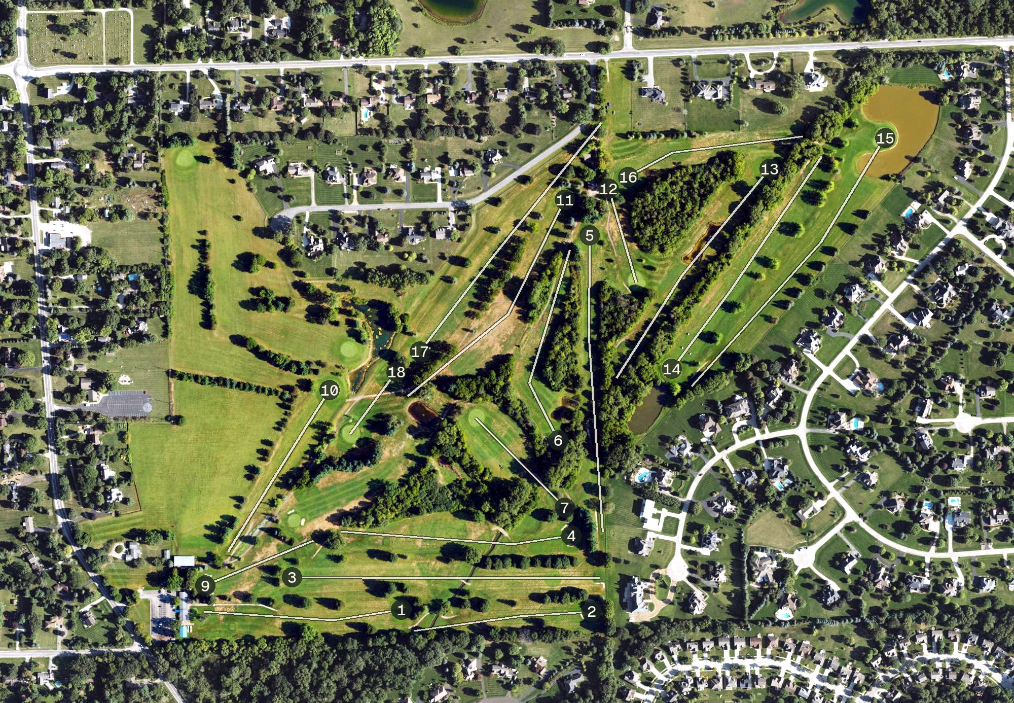 Aerial view of Brookside Golf Course, MI