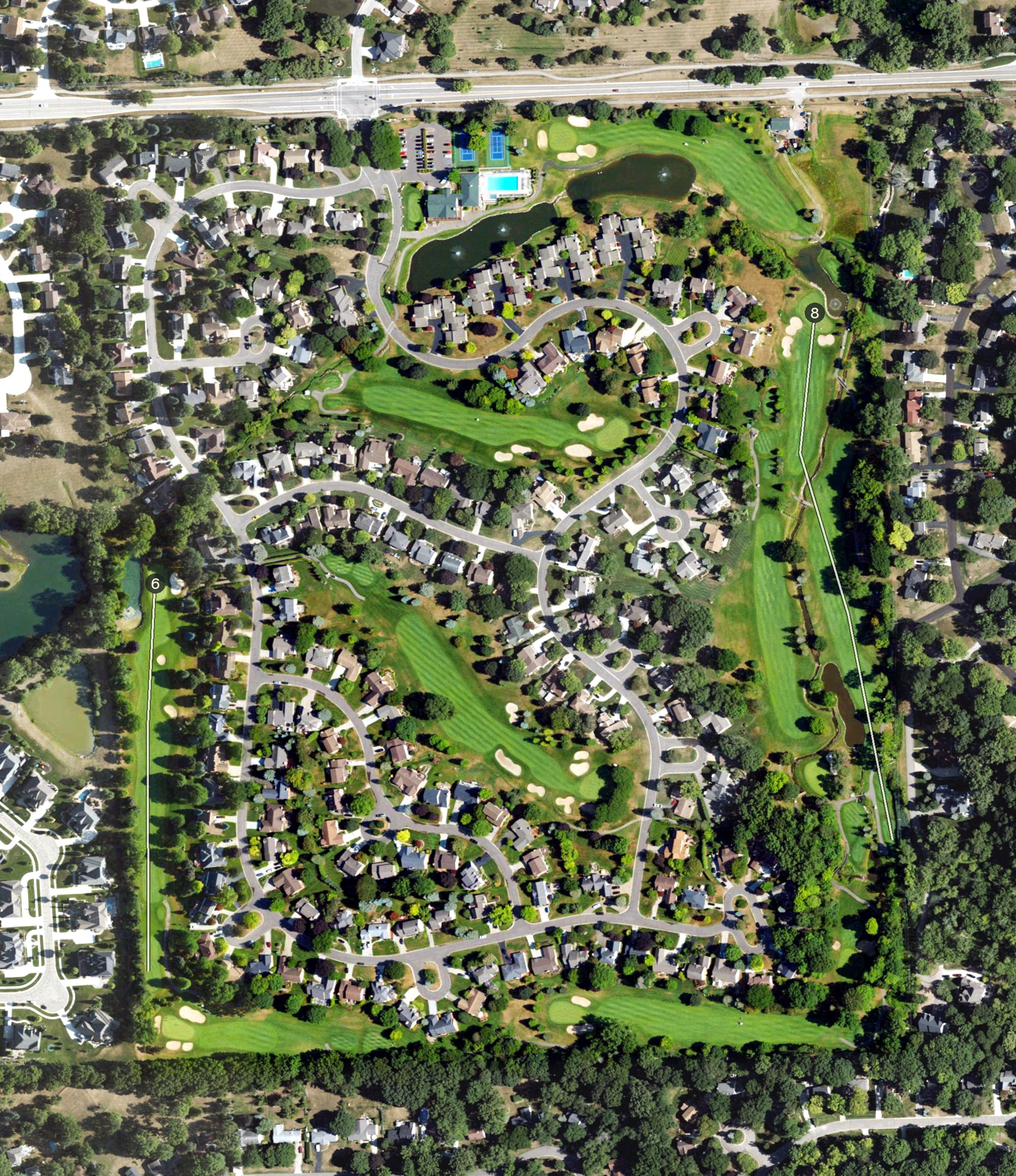 Aerial view of Brookwood Golf Club, MI
