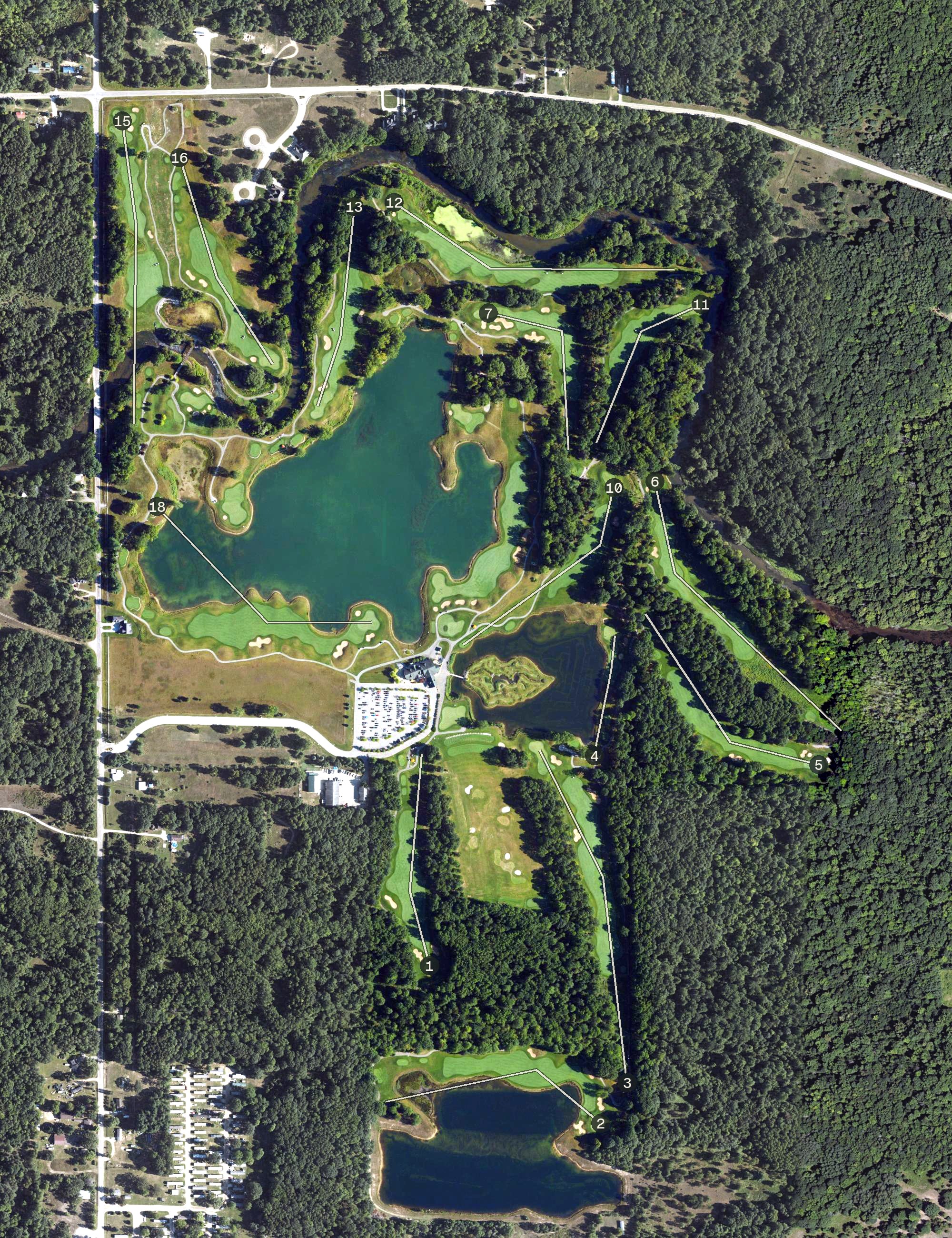 Aerial view of Bucks Run Golf Club, MI
