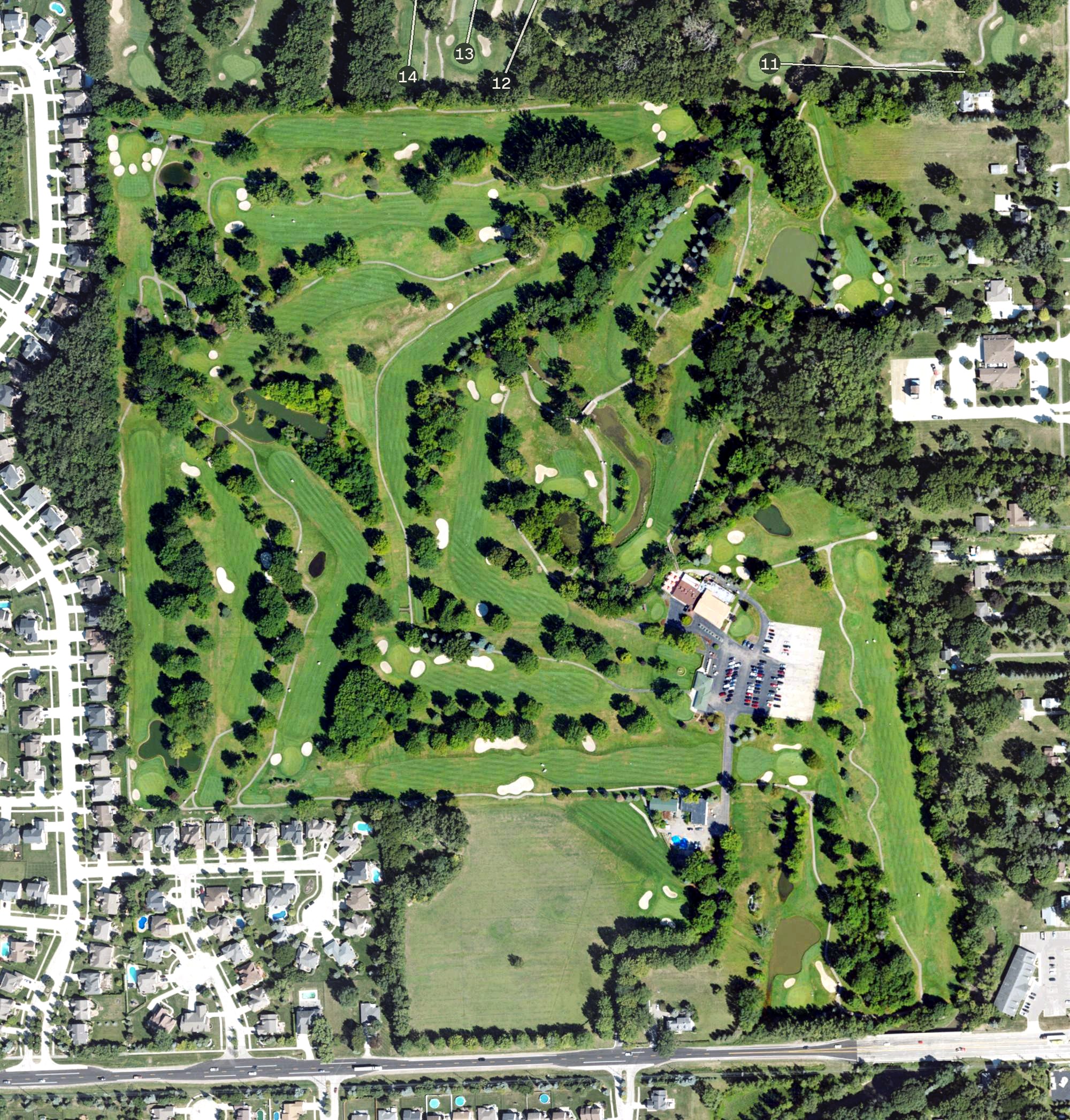 Aerial view of Burning Tree Country Club, MI