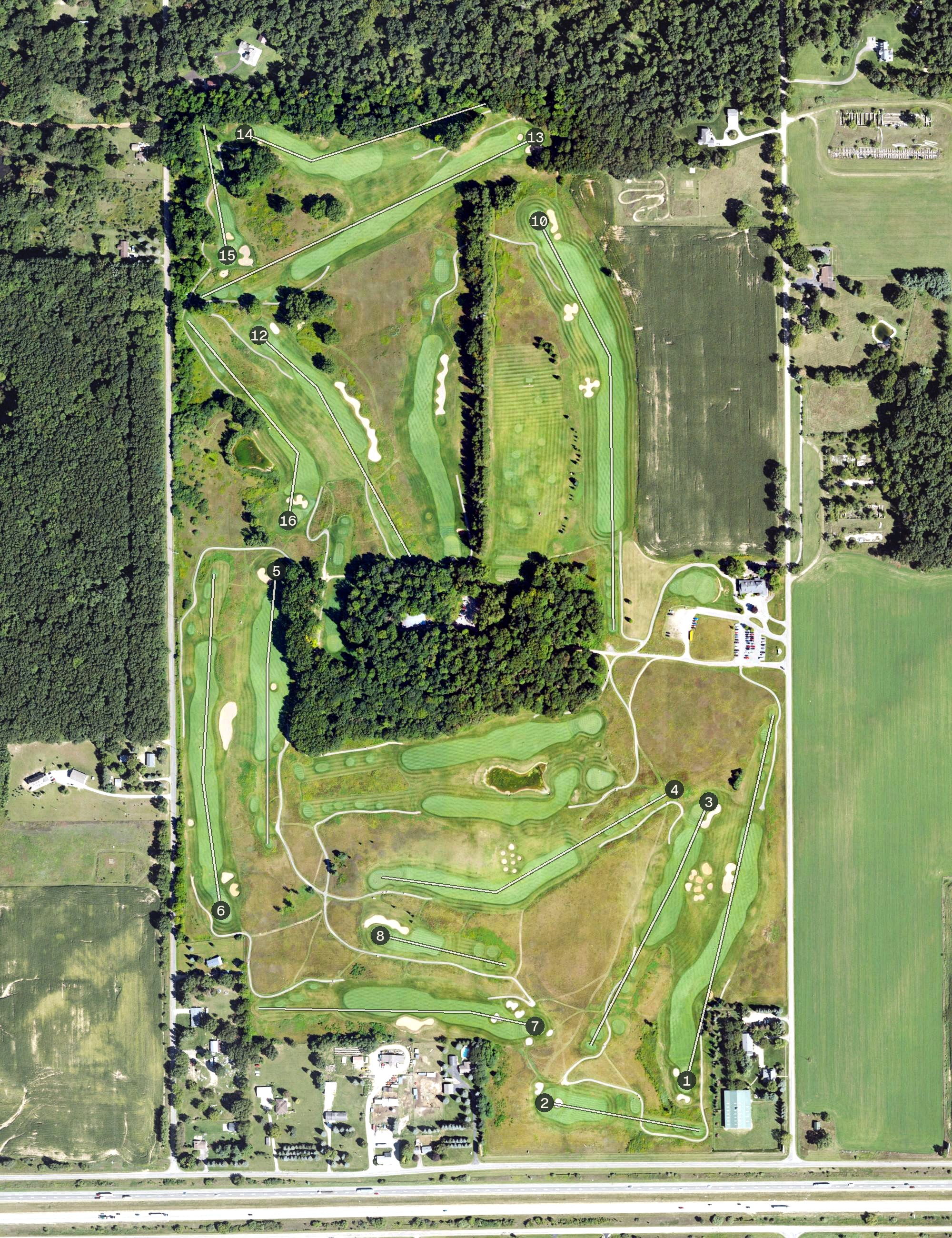 Aerial view of Calderone Farms Golf Club, MI