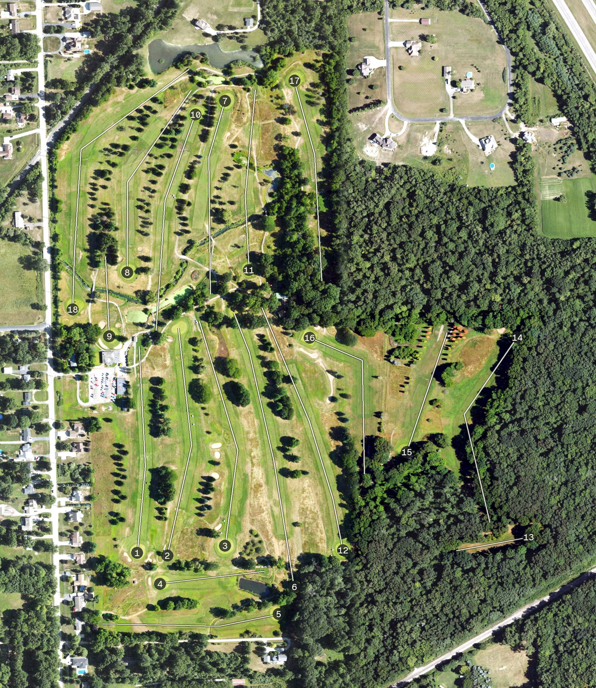 Aerial view of Carleton Glen Golf Club, MI