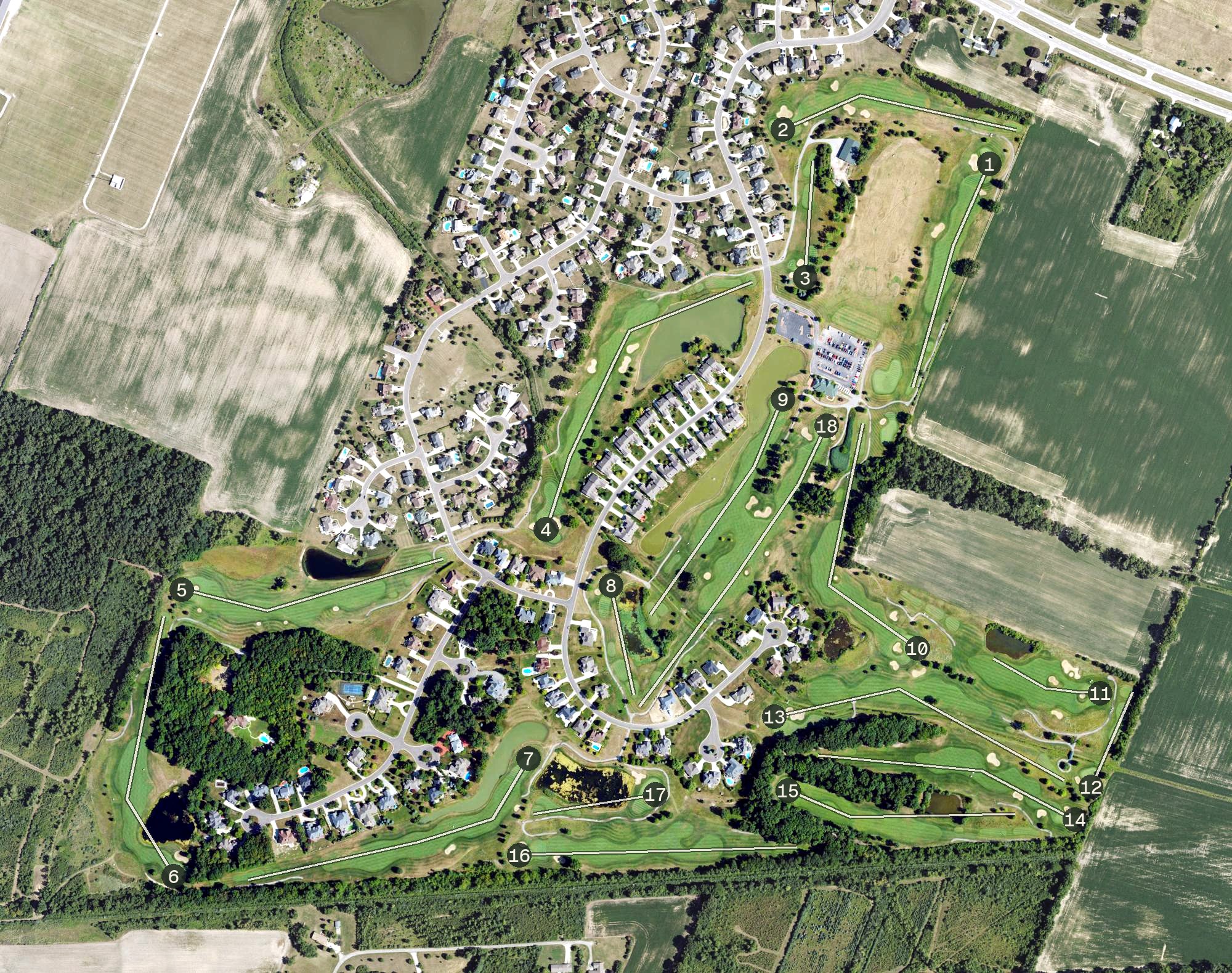 Aerial view of Carrington Golf Club, MI