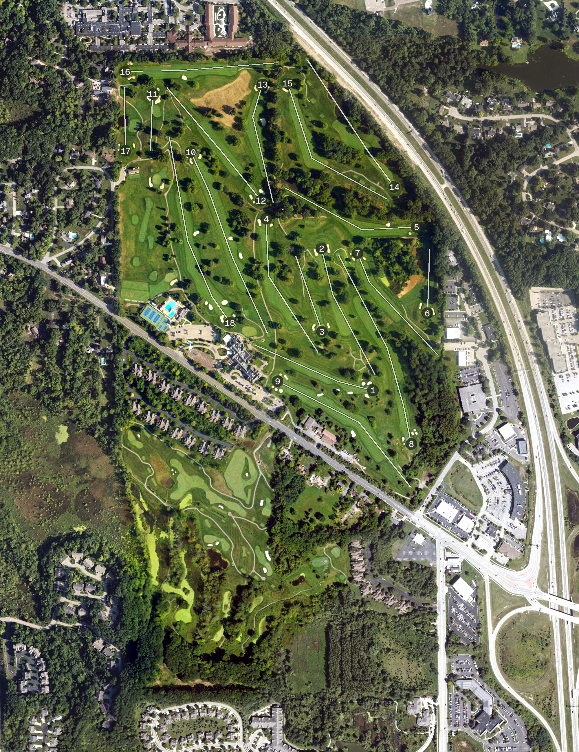 Aerial view of Cascade Hills Country Club, MI